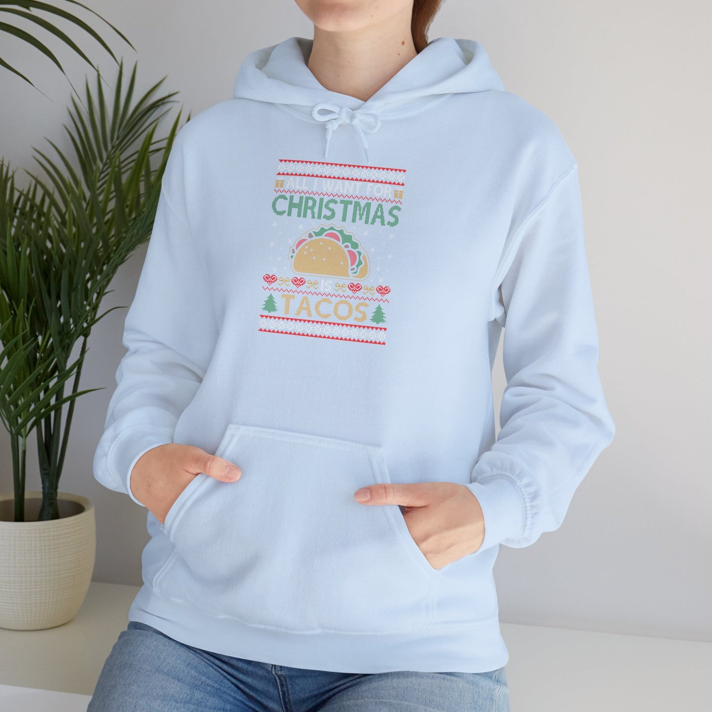 Christmas Tacos Sweatshirt, Holiday Hoodie, Funny Gift for Taco Lovers, Unisex Sweatshirt, Festive Apparel for Winter