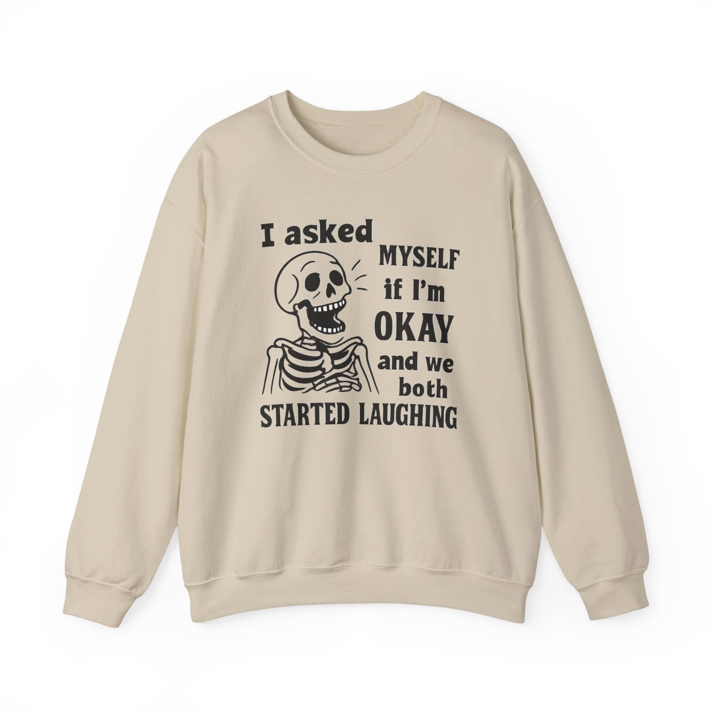 Funny Skeleton Sweatshirt, Unisex Crewneck for Comfort, Perfect for Halloween, Casual Wear, Gift for Friends, Cozy Laughs