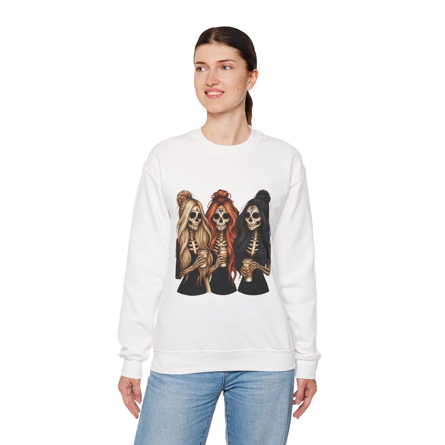 Halloween Skeleton Crewneck Sweatshirt, Cozy Unisex Sweatshirt, Trendy Halloween Apparel, Gift for Halloween Lovers, Spooky Season Outfit