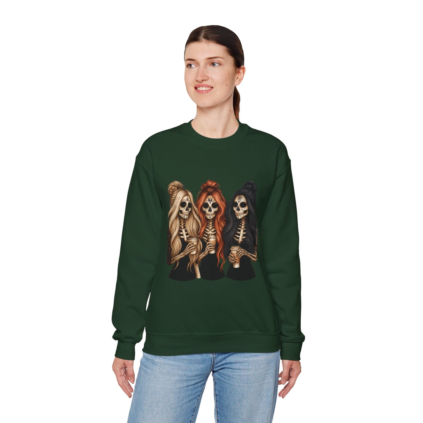 Halloween Skeleton Crewneck Sweatshirt, Cozy Unisex Sweatshirt, Trendy Halloween Apparel, Gift for Halloween Lovers, Spooky Season Outfit