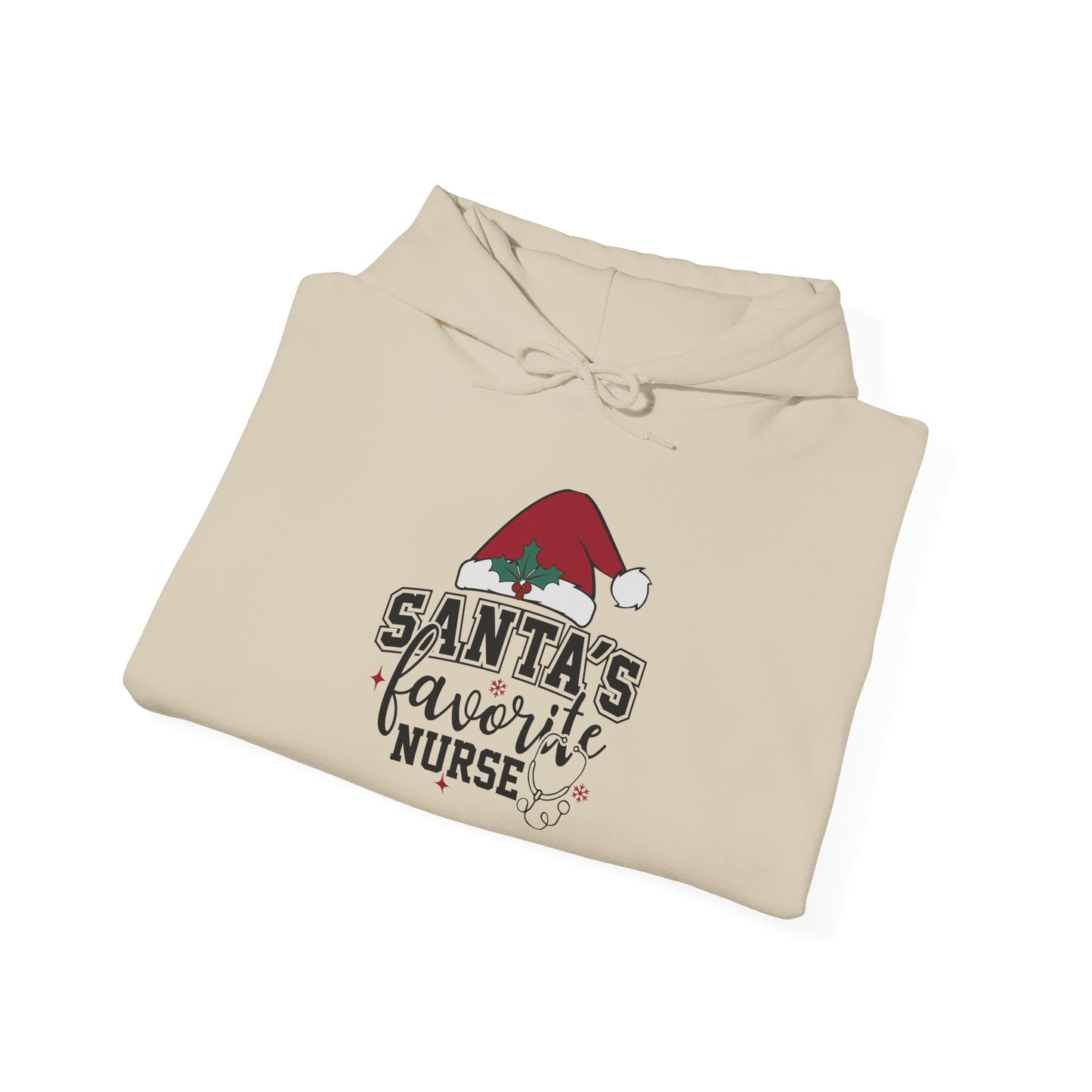 Santa's Favorite Nurse Hoodie, Perfect Holiday Gift, Cozy Sweatshirt for Nurses, Christmas Apparel, Festive Winter Wear