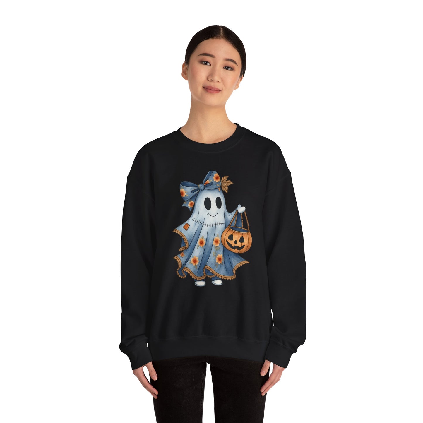 Cute Ghost Halloween Sweatshirt, Unisex Crewneck, Cozy Fall Apparel, Spooky Season Gift, Trick or Treat, Halloween Celebration