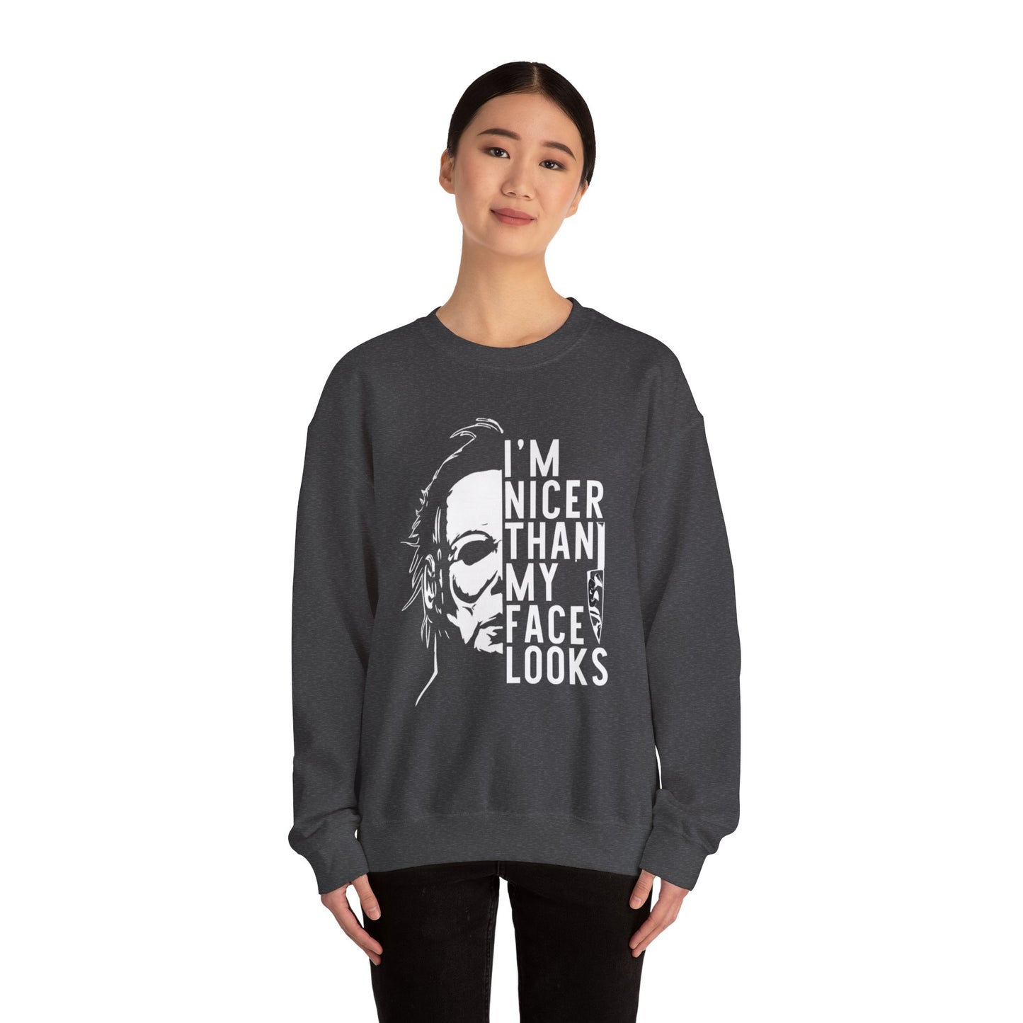 Unisex Halloween Humor Crewneck Sweatshirt, Funny Sweatshirt, Gift for Horror Fans, Halloween Apparel, Spooky Vibes, Comfortable Layering
