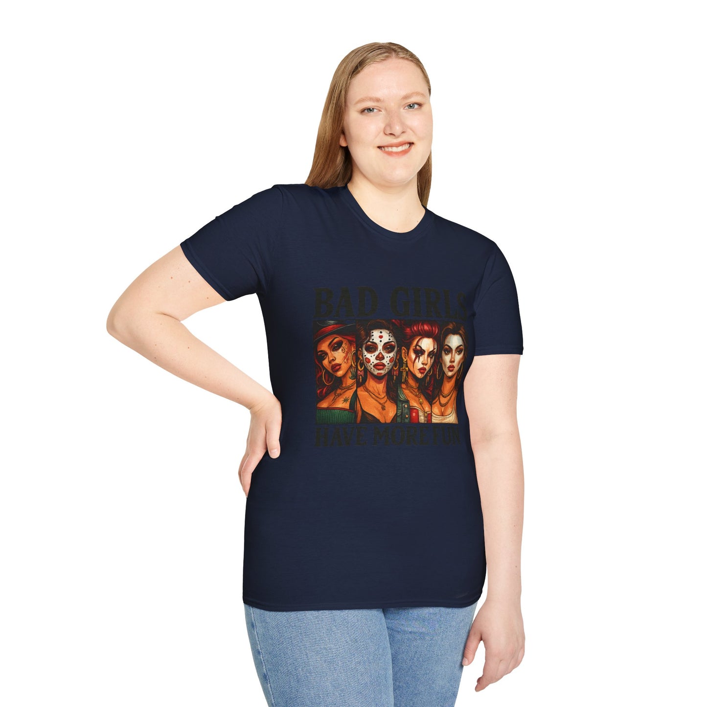 Bad Girls Have More Fun Unisex Softstyle T-Shirt, Trendy Tee, Fun Graphic Shirt, Gift for Women, Casual Wear, Party Outfit
