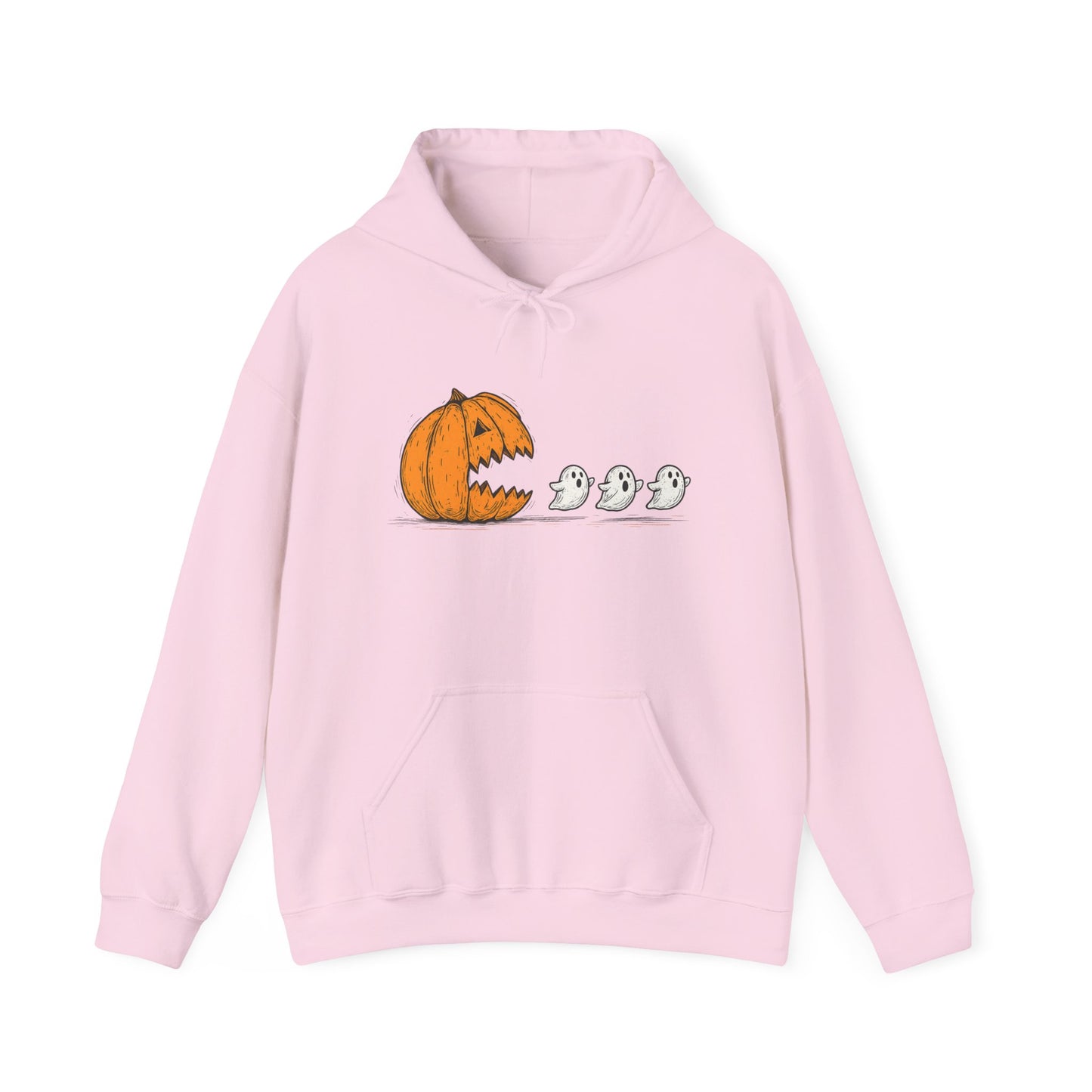 Spooky Ghosts & Pumpkin Hoodie - Unisex Heavy Blend Hoodie, Halloween Apparel, Cozy Fall Layer, Ghost Lovers Gift, Autumn Style