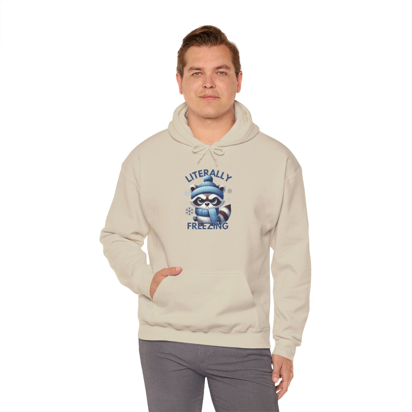 Chilly Raccoon Hoodie, Cozy Gift for Winter, Funny Hooded Hoodie, Cute Animal Apparel, Holiday Essentials