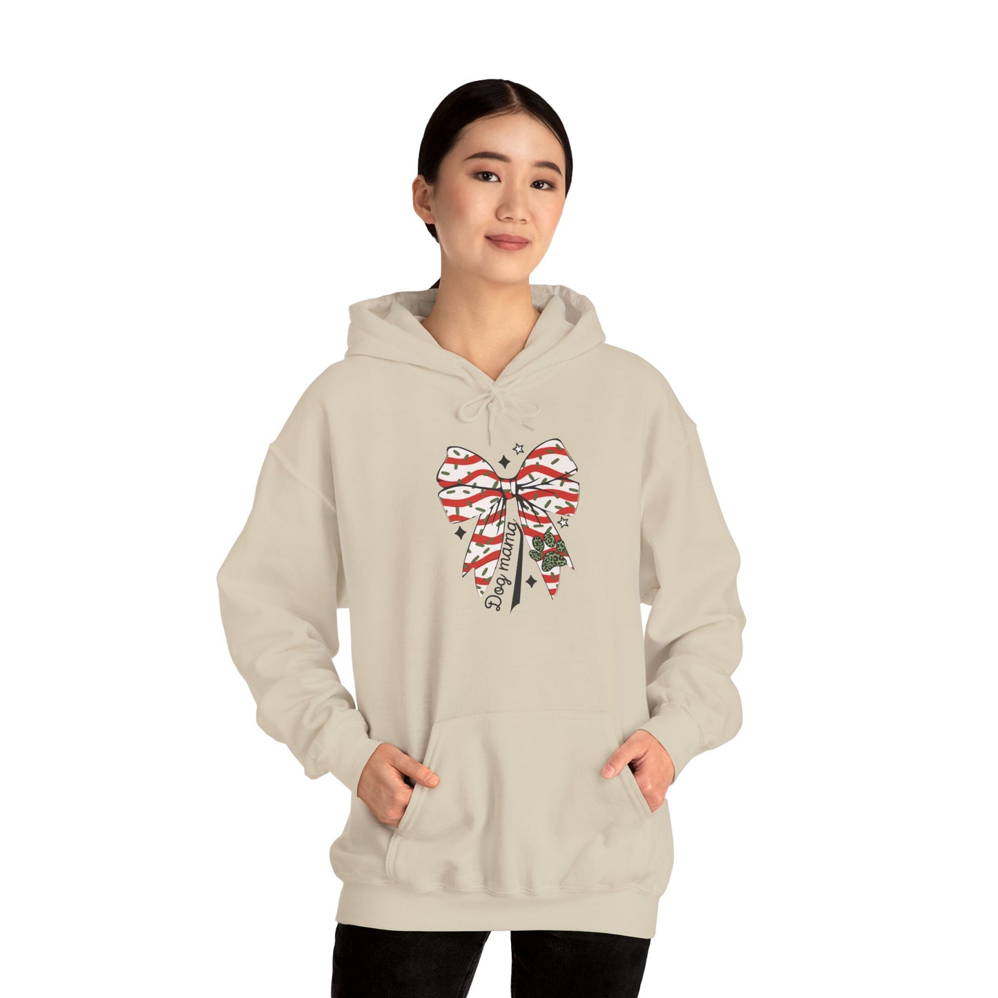 Festive Bow Hoodie for Holiday Cheer, Cozy Gift for Friends, Christmas Style, Winter Fashion, Comfortable Hoodie