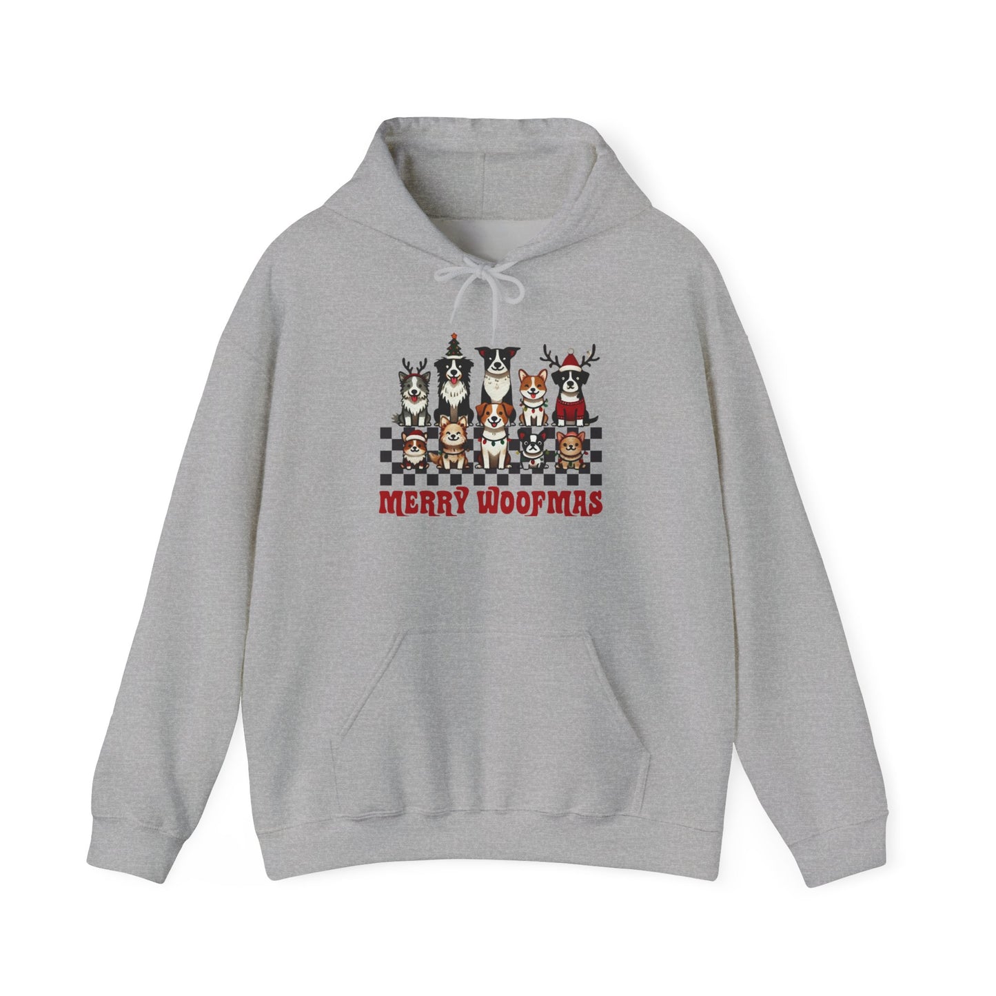 Merry Woofmas Hooded Sweatshirt | Cozy Dog Lover Hoodie, Perfect Gift for Pet Owners, Holiday Sweatshirt, Christmas Apparel, Festive Fashion