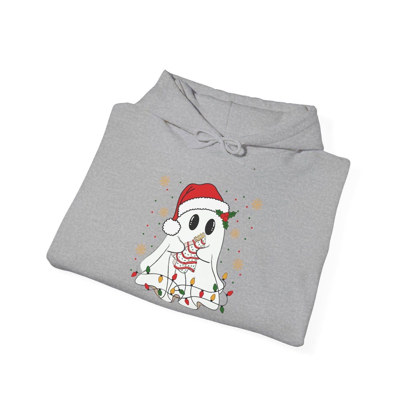 Santa Ghost Christmas Hoodie, Unisex Holiday Hoodie, Cute Winter Apparel, Cozy Gift for Ghost Lovers, Funny Xmas Clothing