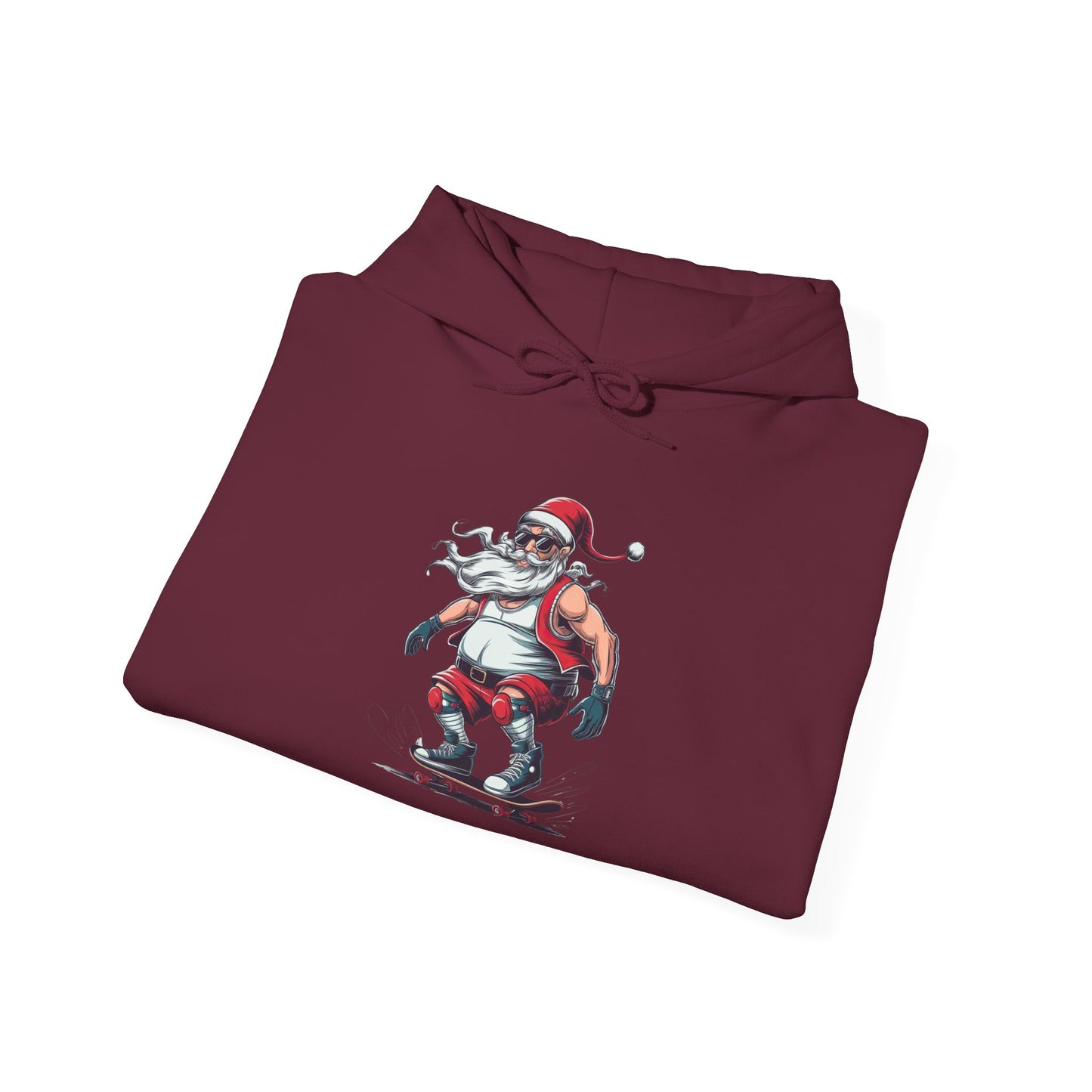 Santa Skateboarding Unisex Heavy Blend Hoodie, Christmas Sweatshirt, Holiday Gift, Cozy Winter Apparel, Fun Santa Design