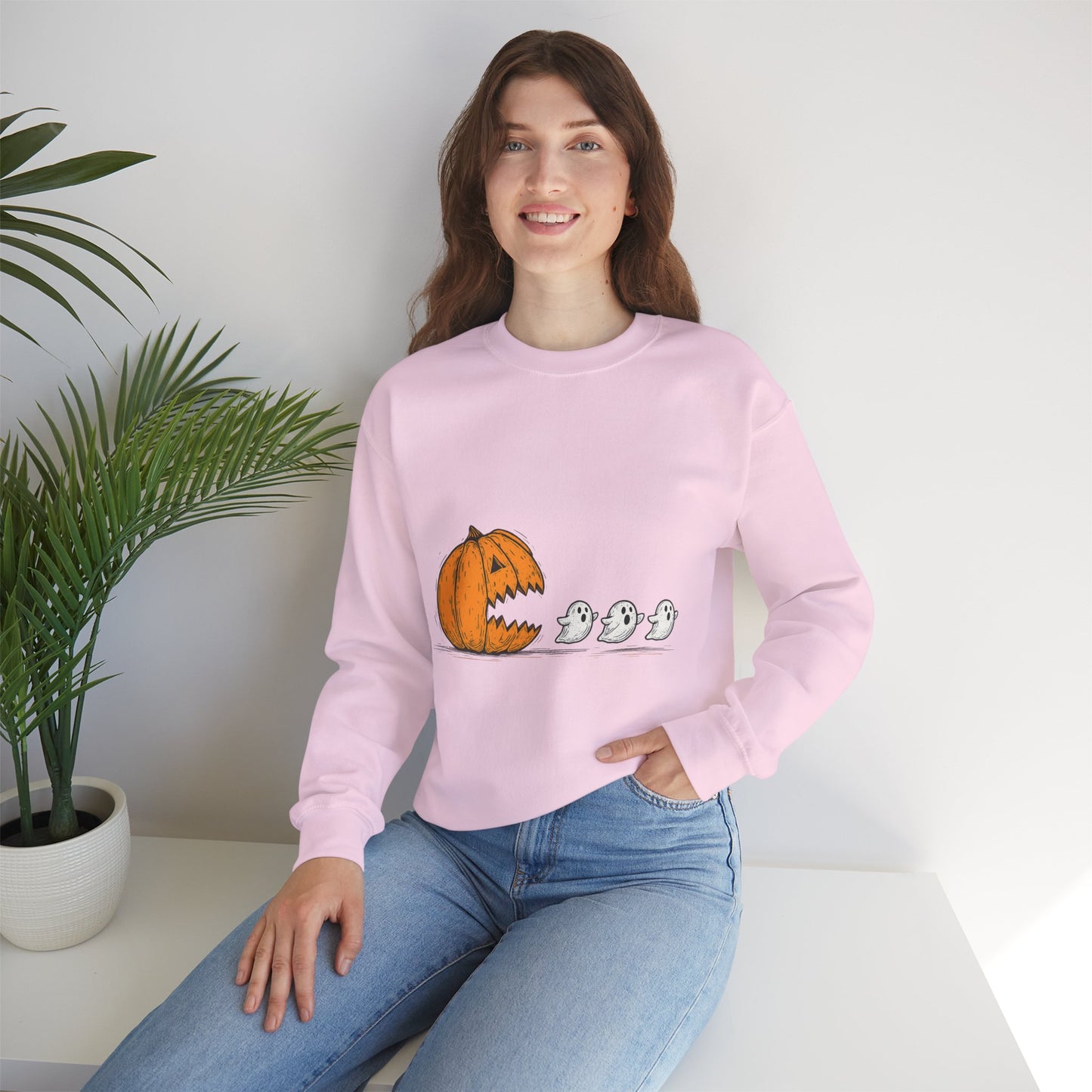 Spooky Pumpkin Ghosts Sweatshirt | Cozy Halloween Crewneck, Fall Fashion, Unisex Gift, Harvest Party Wear, Cute Autumn Outfit