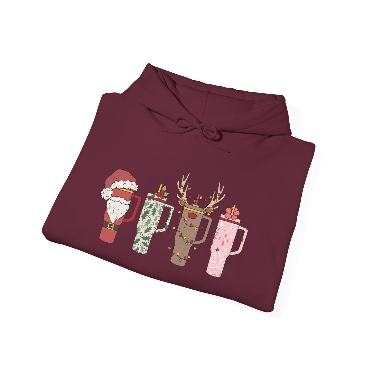 Festive Hot Beverage Hoodie, Holiday Sweatshirt, Unisex Cozy Pullover, Christmas Gift, Winter Apparel, Mug Design Hoodie