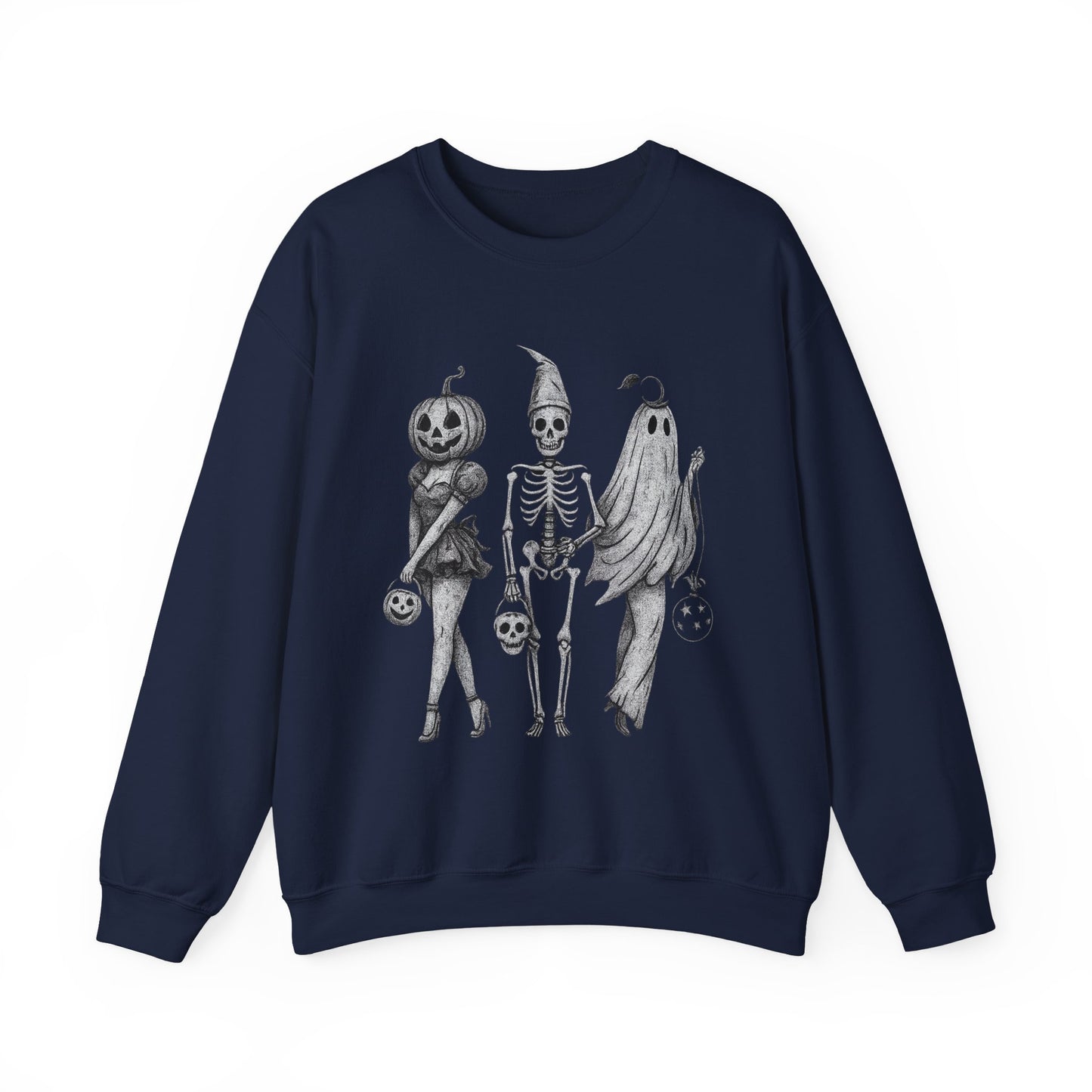 Halloween Sweatshirt with Ghosts and Ghouls Design