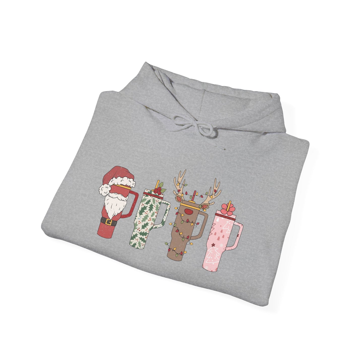 Festive Hot Beverage Hoodie, Holiday Sweatshirt, Unisex Cozy Pullover, Christmas Gift, Winter Apparel, Mug Design Hoodie
