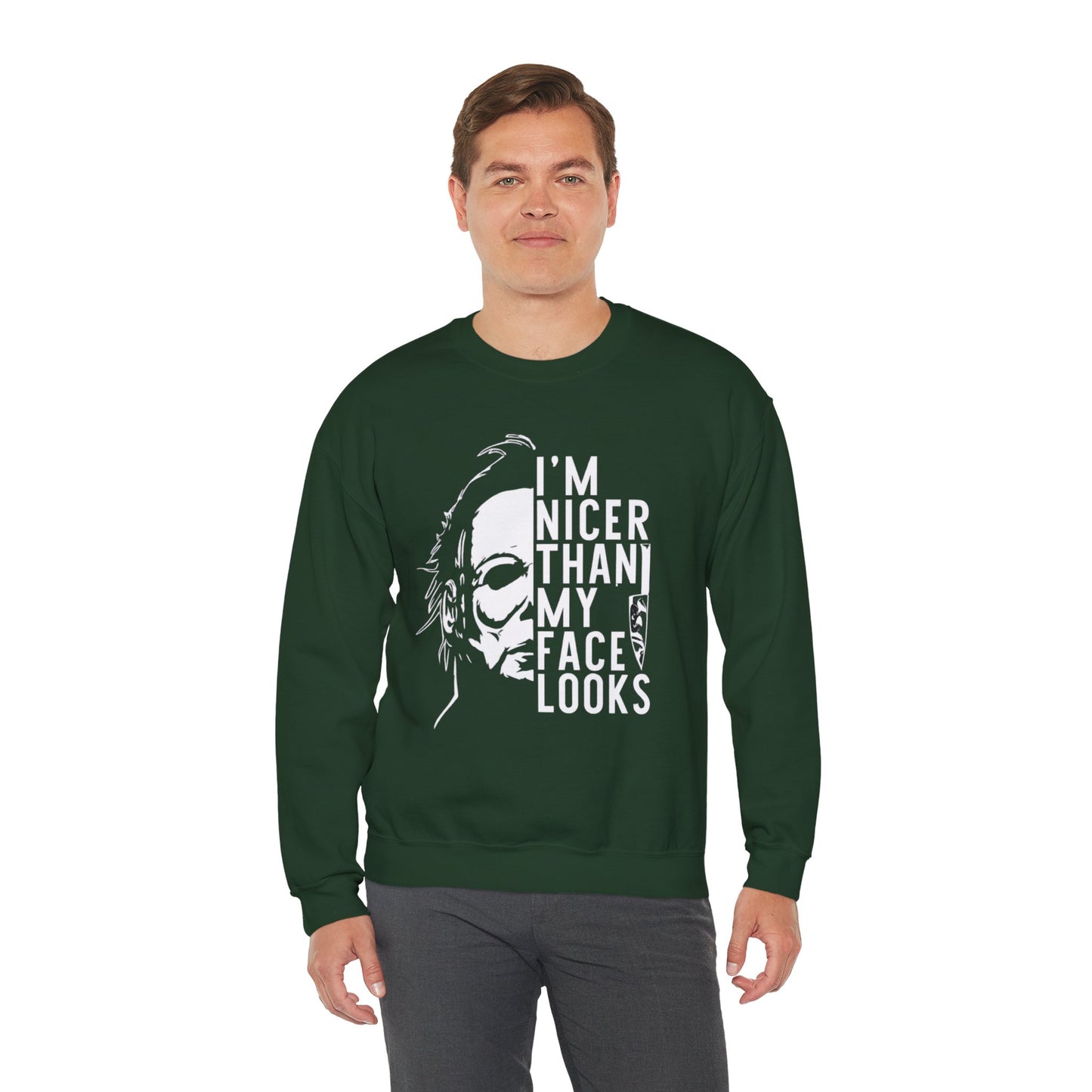 Unisex Halloween Humor Crewneck Sweatshirt, Funny Sweatshirt, Gift for Horror Fans, Halloween Apparel, Spooky Vibes, Comfortable Layering