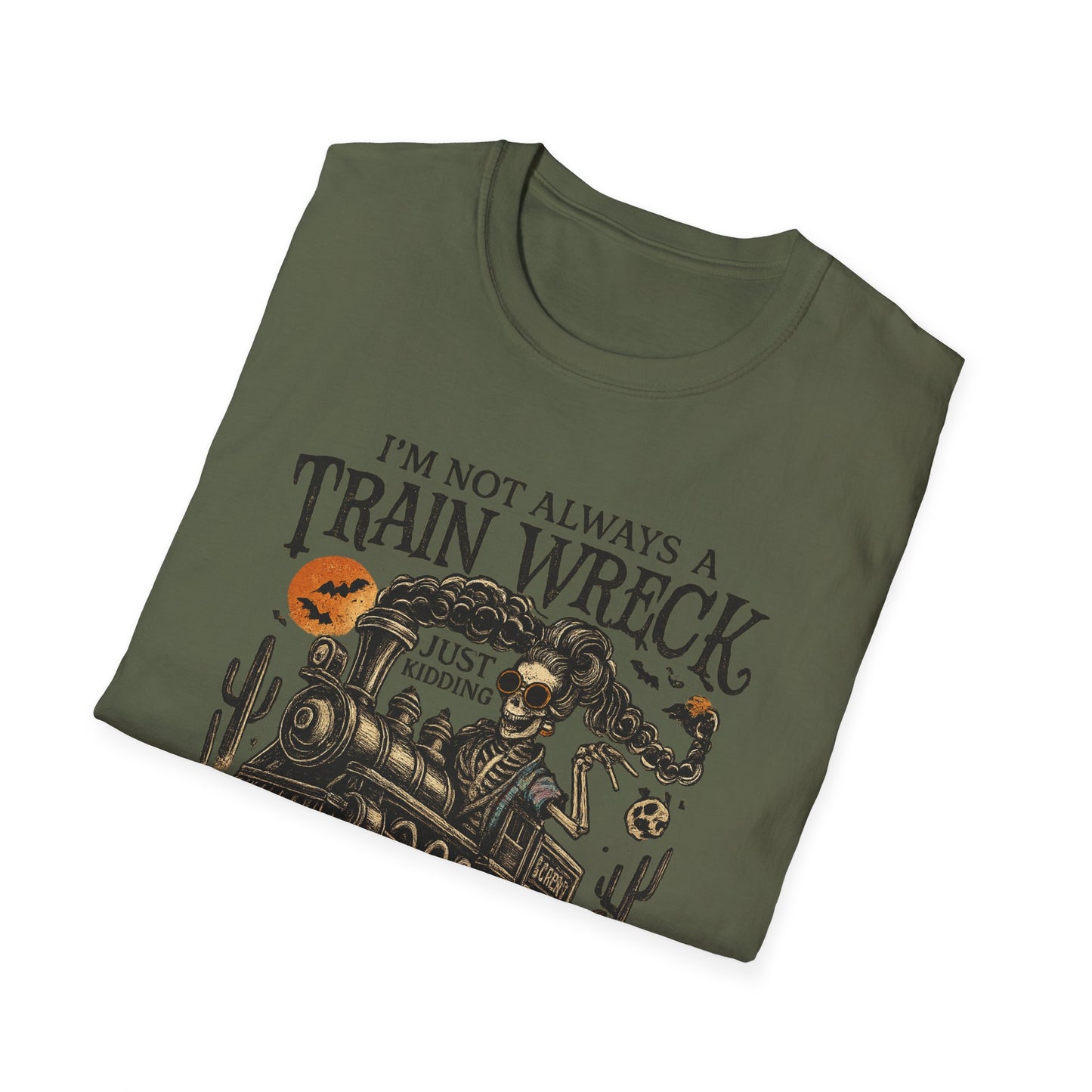 Train Wreck Unisex Softstyle T-Shirt | Funny Graphic Tee, Halloween Shirt, Gift for Friends, Casual Wear, Unique Design