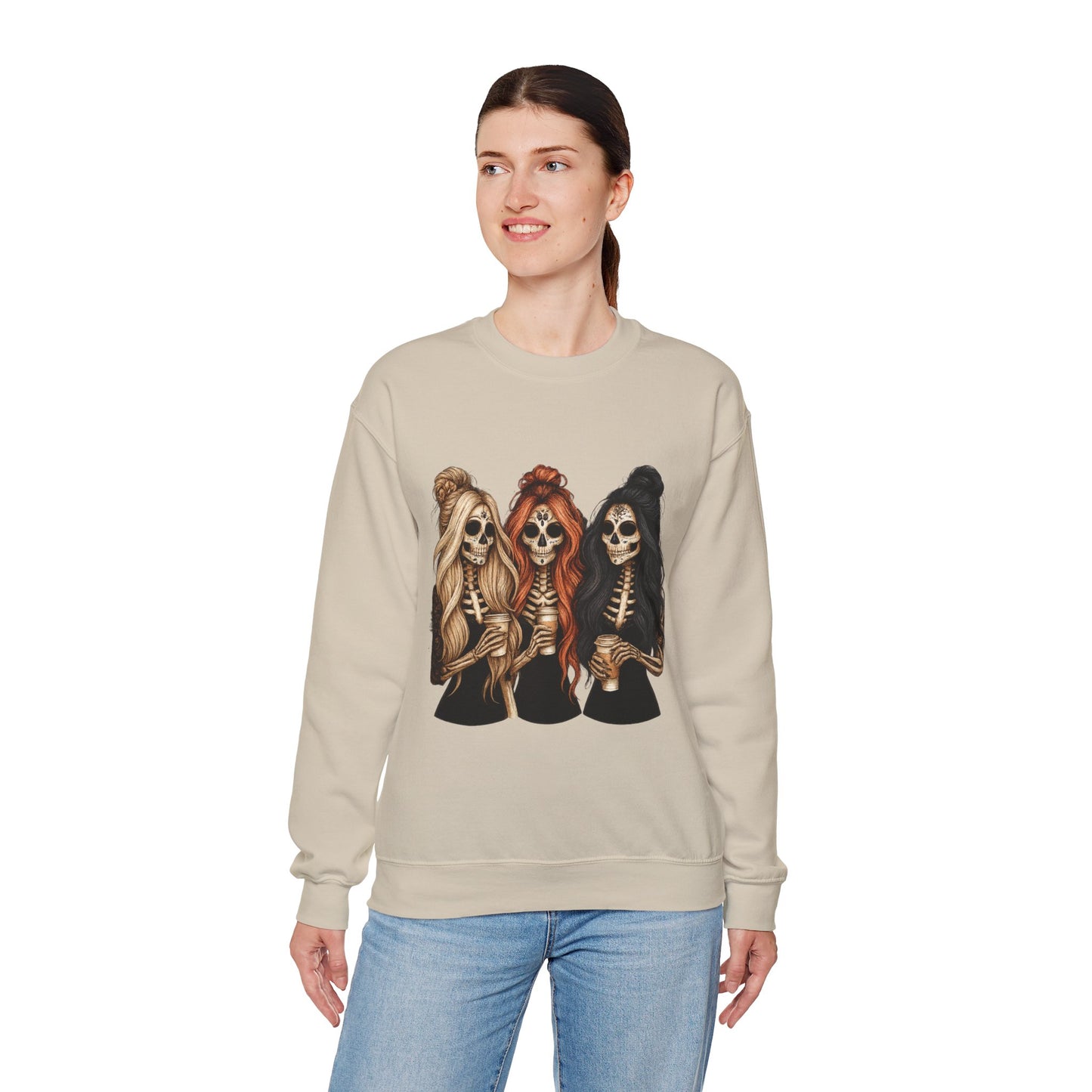 Halloween Skeleton Crewneck Sweatshirt, Cozy Unisex Sweatshirt, Trendy Halloween Apparel, Gift for Halloween Lovers, Spooky Season Outfit