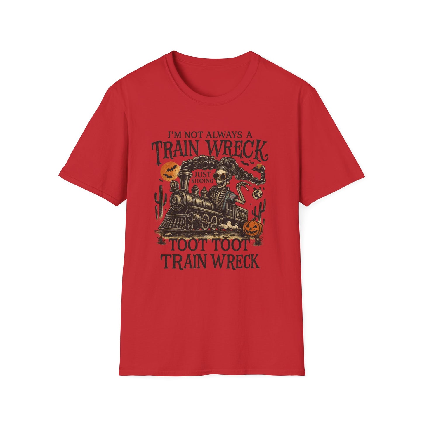 Train Wreck Unisex Softstyle T-Shirt | Funny Graphic Tee, Halloween Shirt, Gift for Friends, Casual Wear, Unique Design