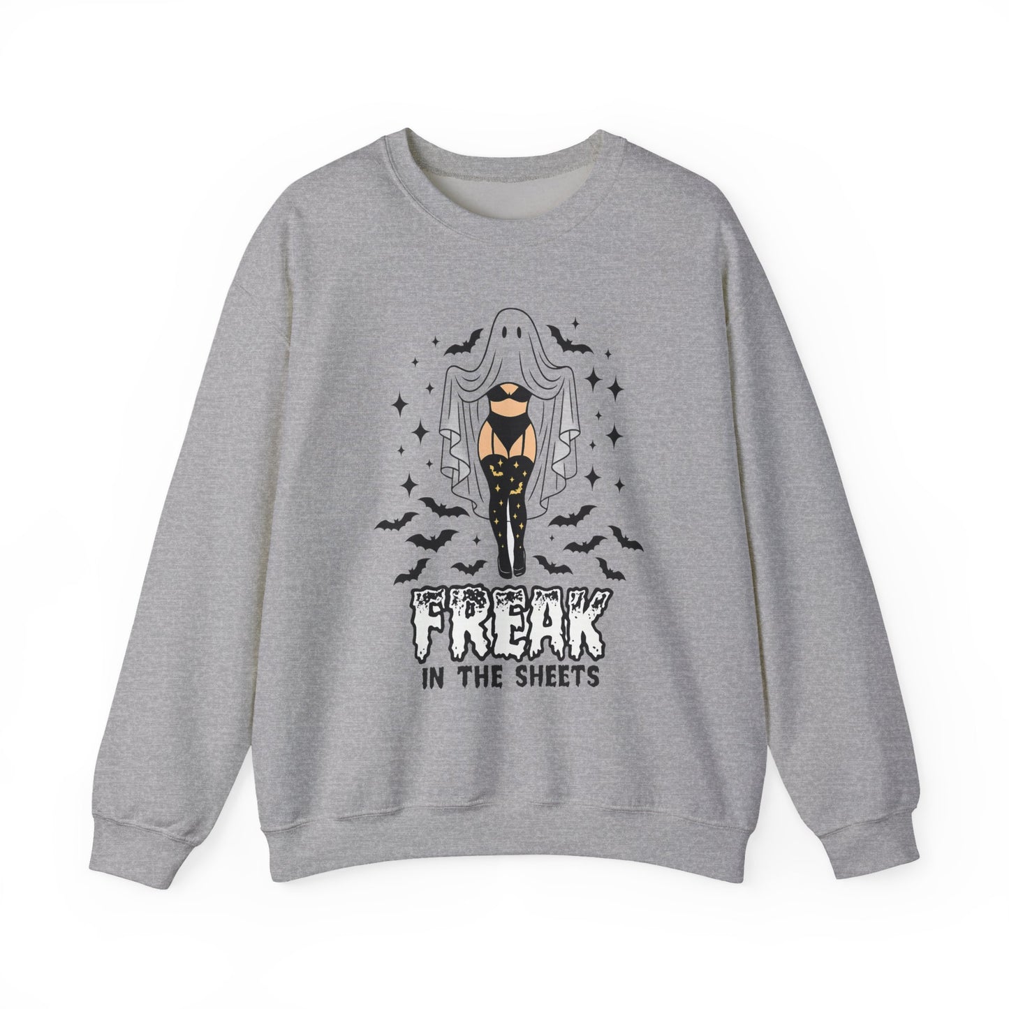 Freak in the Sheets Sweatshirt - Spooky Fun Crewneck for Halloween, Cozy Lounge Wear, Unisex Gift, Autumn Style, Casual Wardrobe Essential