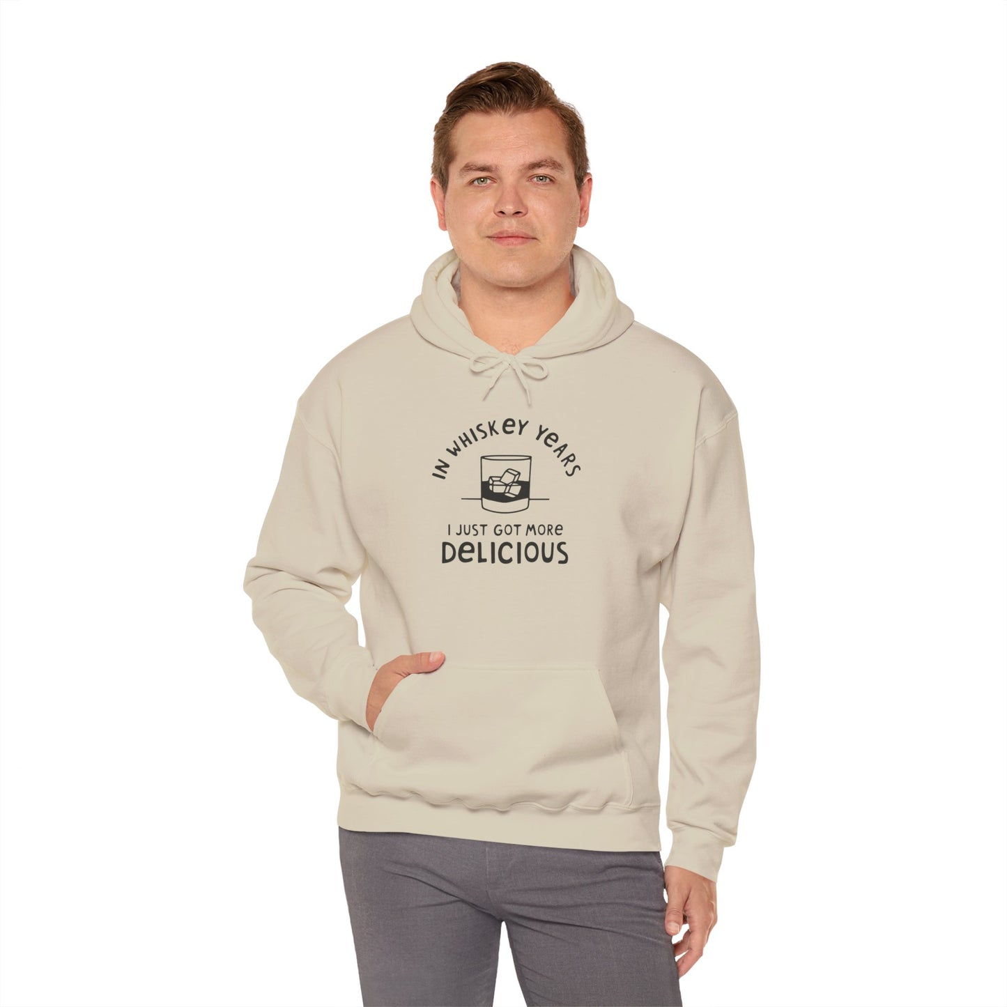 Whiskey Years Hoodie, Funny Sweatshirt for Whiskey Lovers, Perfect Gift for Birthdays, Relaxed Cozy Attire, Unisex Heavy Blend Apparel