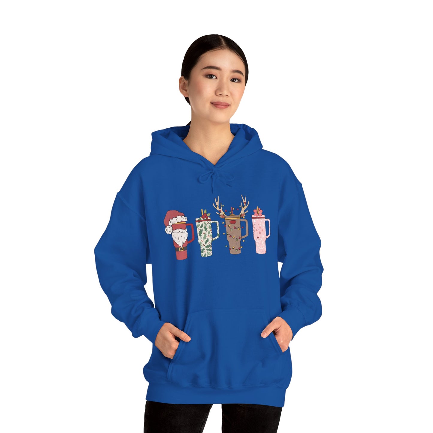 Festive Hot Beverage Hoodie, Holiday Sweatshirt, Unisex Cozy Pullover, Christmas Gift, Winter Apparel, Mug Design Hoodie