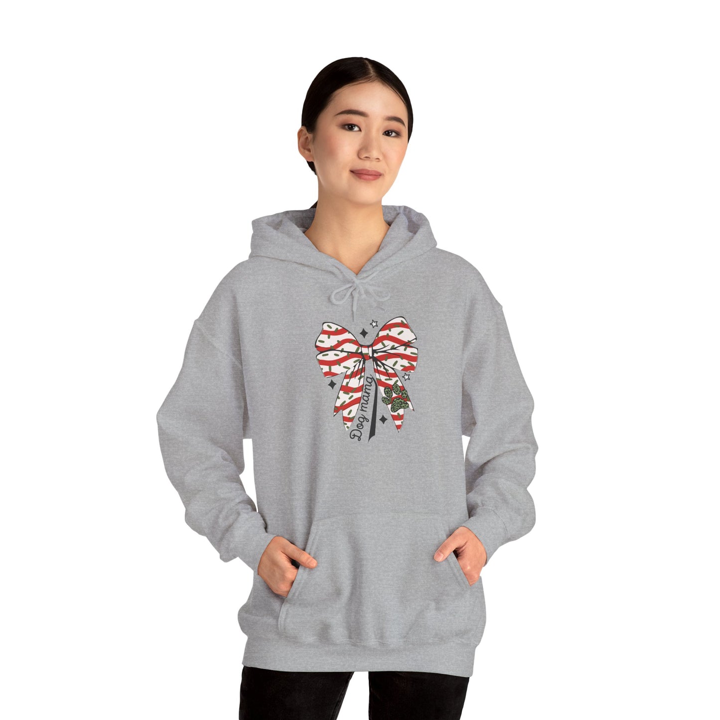 Festive Bow Hoodie for Holiday Cheer, Cozy Gift for Friends, Christmas Style, Winter Fashion, Comfortable Hoodie