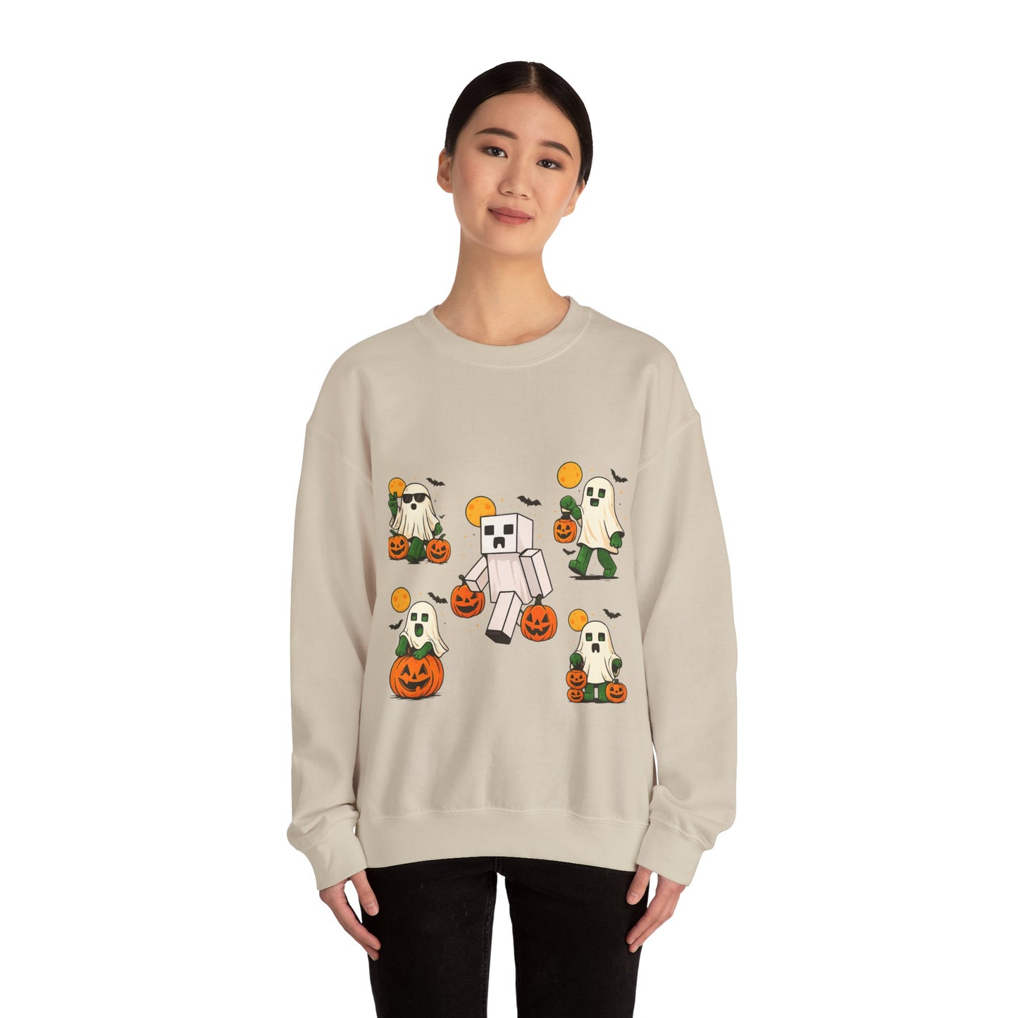 Halloween Ghost Cartoon Sweatshirt, Unisex Crewneck, Cozy Autumn Wear, Halloween Gifts, Spooky Season Apparel, Cute Sweatshirt
