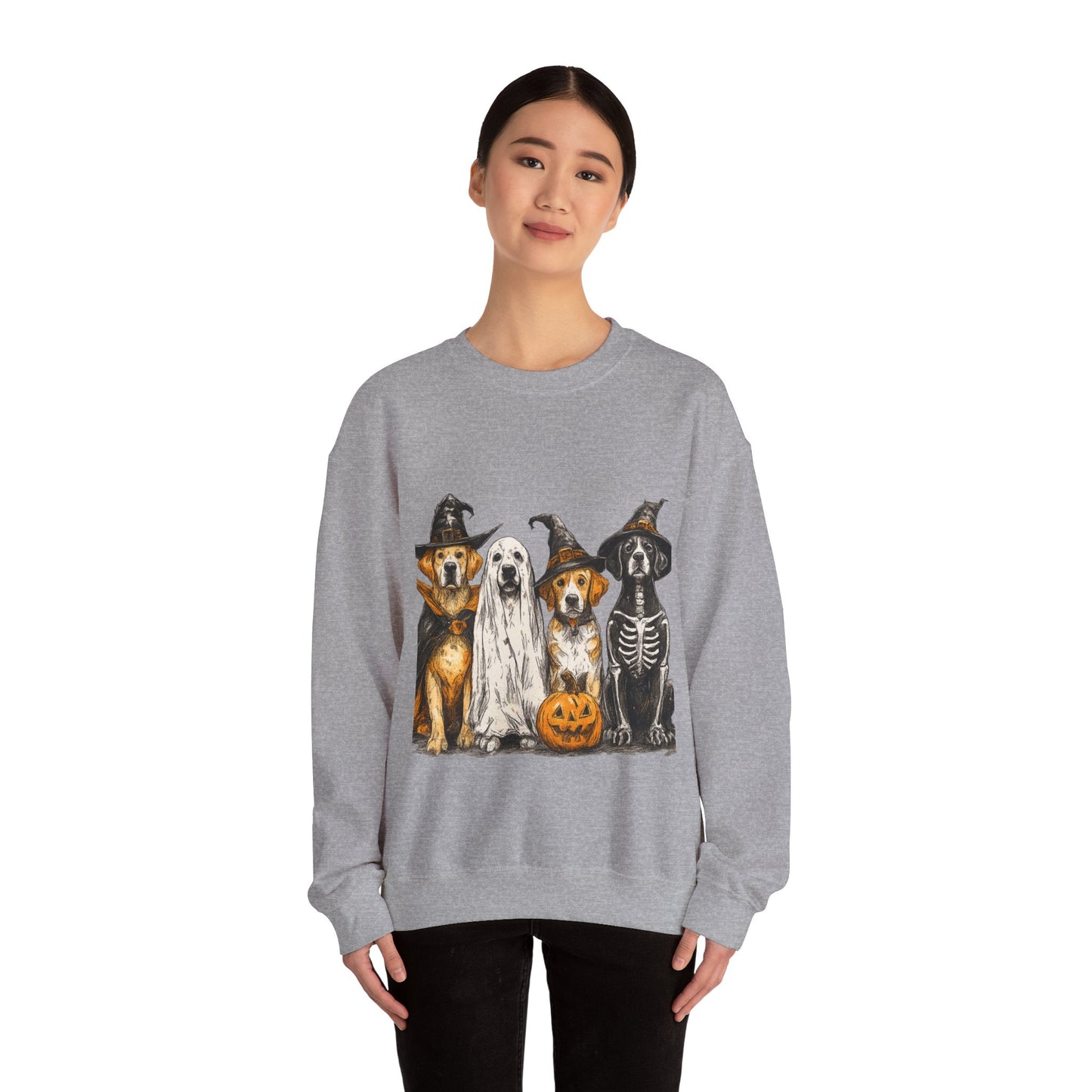 Halloween Dog-Themed Sweatshirt, Cozy Fall Apparel, Unisex Crewneck, Pet Lover Gift, Spooky Season Fashion
