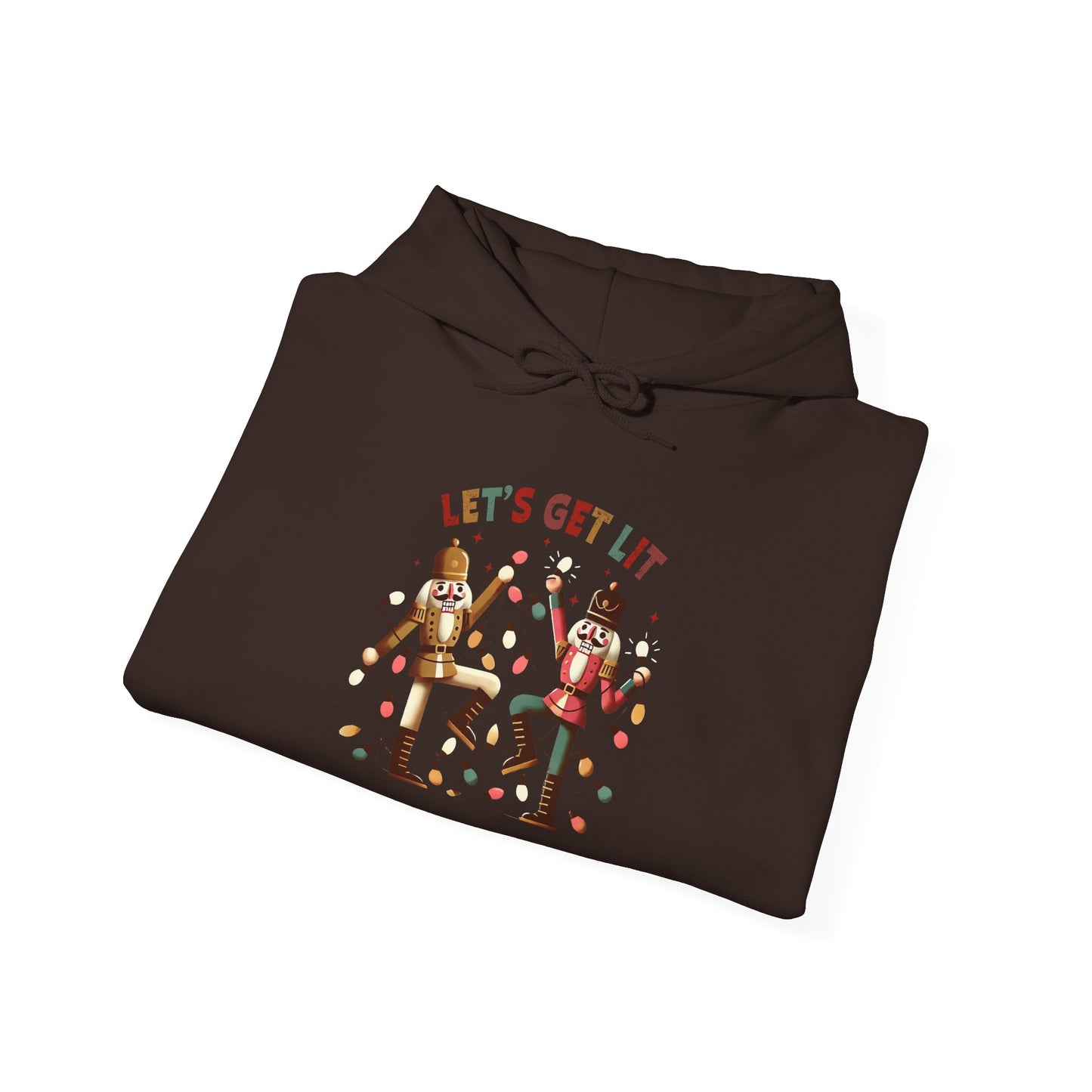 Festive Hooded Sweatshirt - Let's Get Lit, Winter Apparel, Holiday Gift, Cozy Layer, Unisex Style, Casual Wear