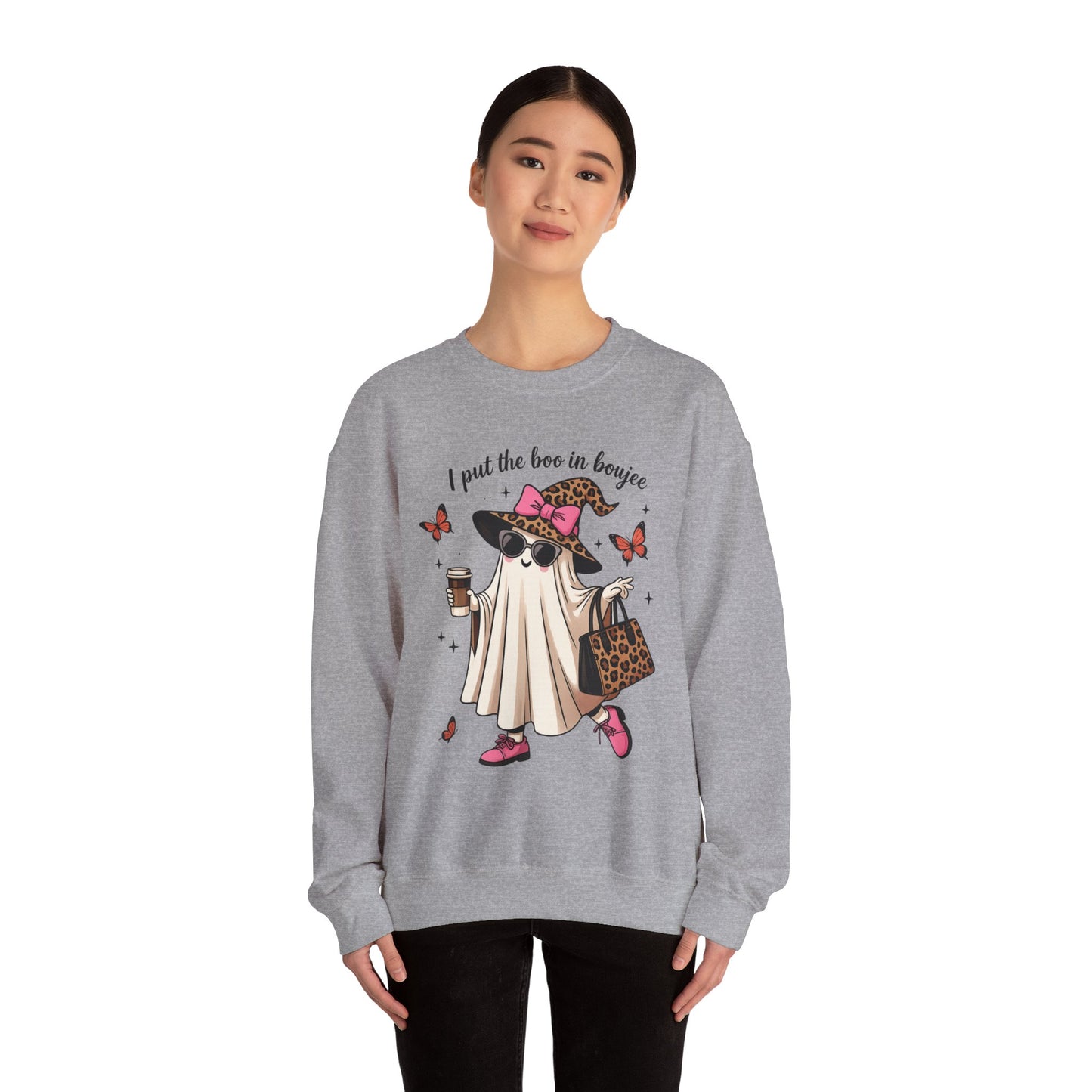 Chic Ghost Crewneck Sweatshirt | Halloween Cozy Apparel, Casual Outfit, Trendy Gift, Fall Fashion