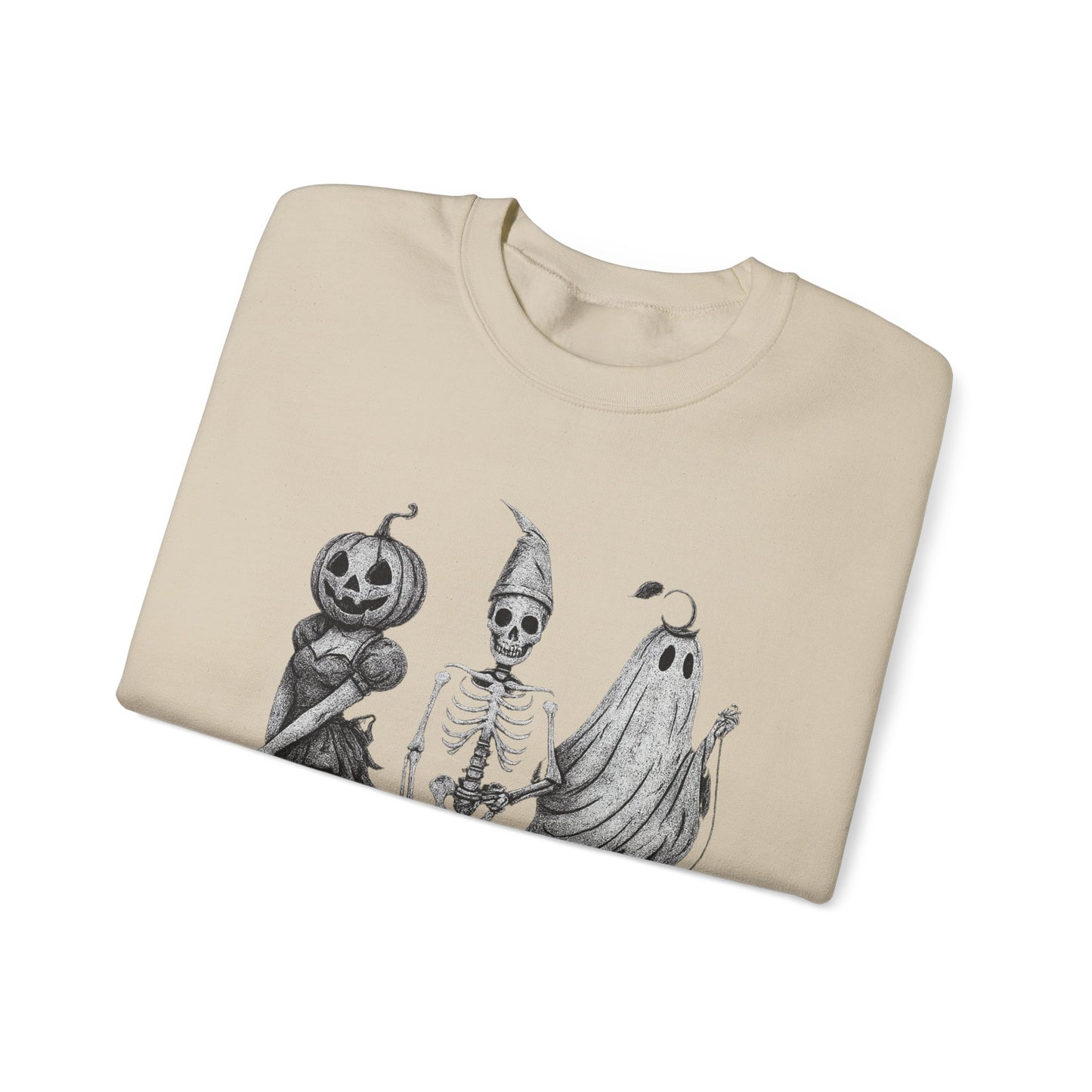 Halloween Sweatshirt with Ghosts and Ghouls Design