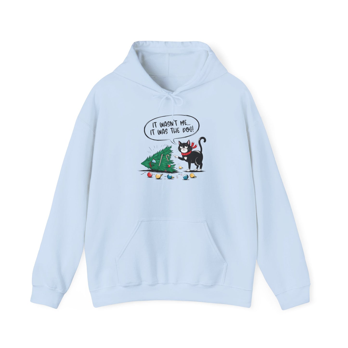 Funny Christmas Hoodie, Holiday Hooded Hoodie Cat Lover Gift, Winter Loungewear, Cozy Hoodie with Christmas Design