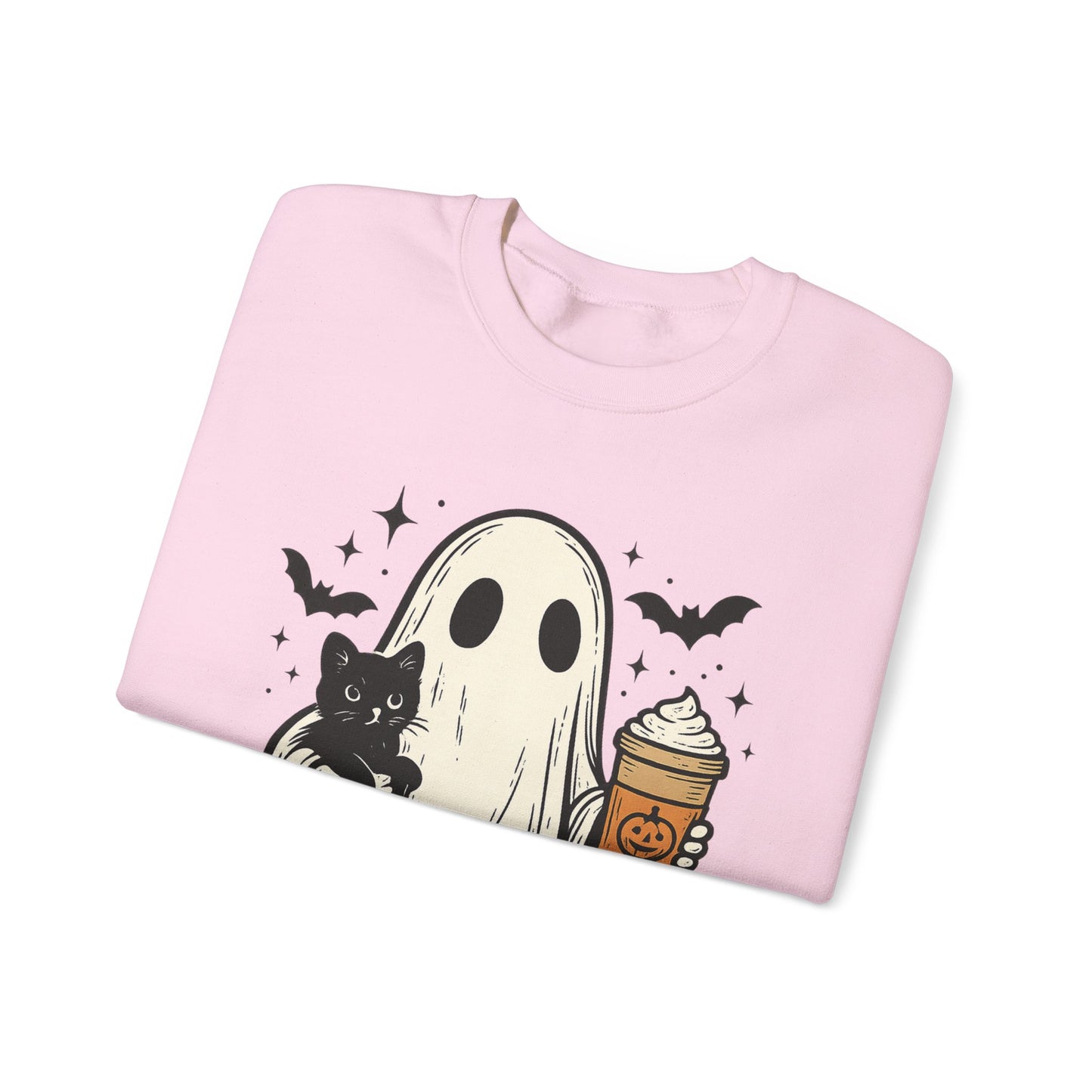 Ghostly Cuddle Sweatshirt - Cozy Unisex Crewneck, Halloween Apparel, Fall Fashion, Spooky Season, Cat Lover Gift