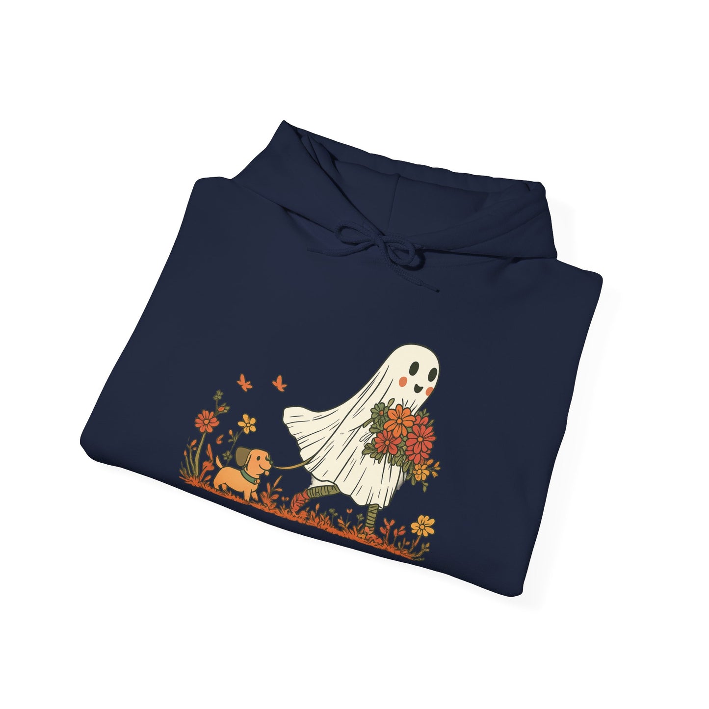 Ghostly Blooms Hoodie - Cozy Fall Fashion, Halloween Spirit, Gift for Friends, Trendy Hoodie, Autumn Style