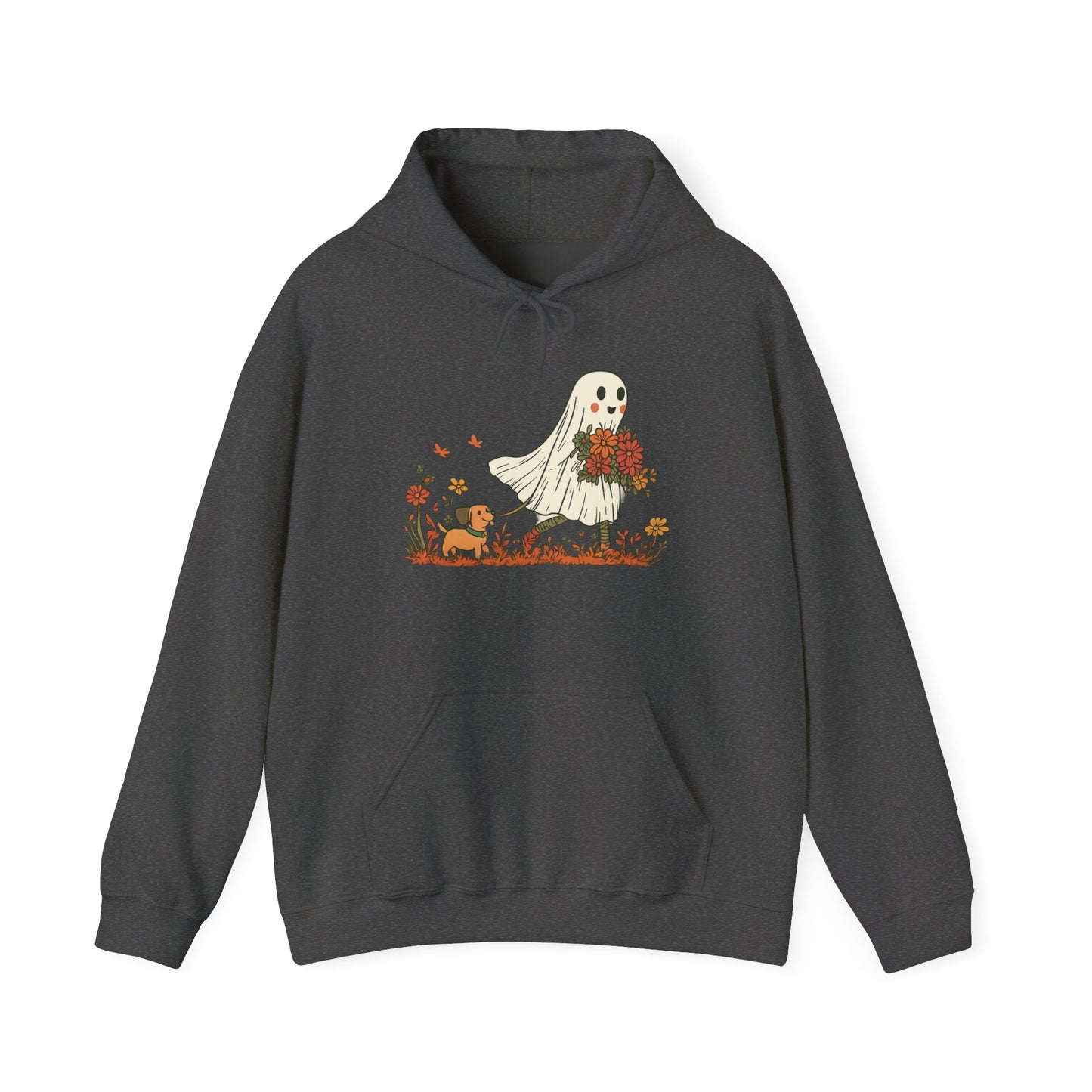 Ghostly Blooms Hoodie - Cozy Fall Fashion, Halloween Spirit, Gift for Friends, Trendy Hoodie, Autumn Style