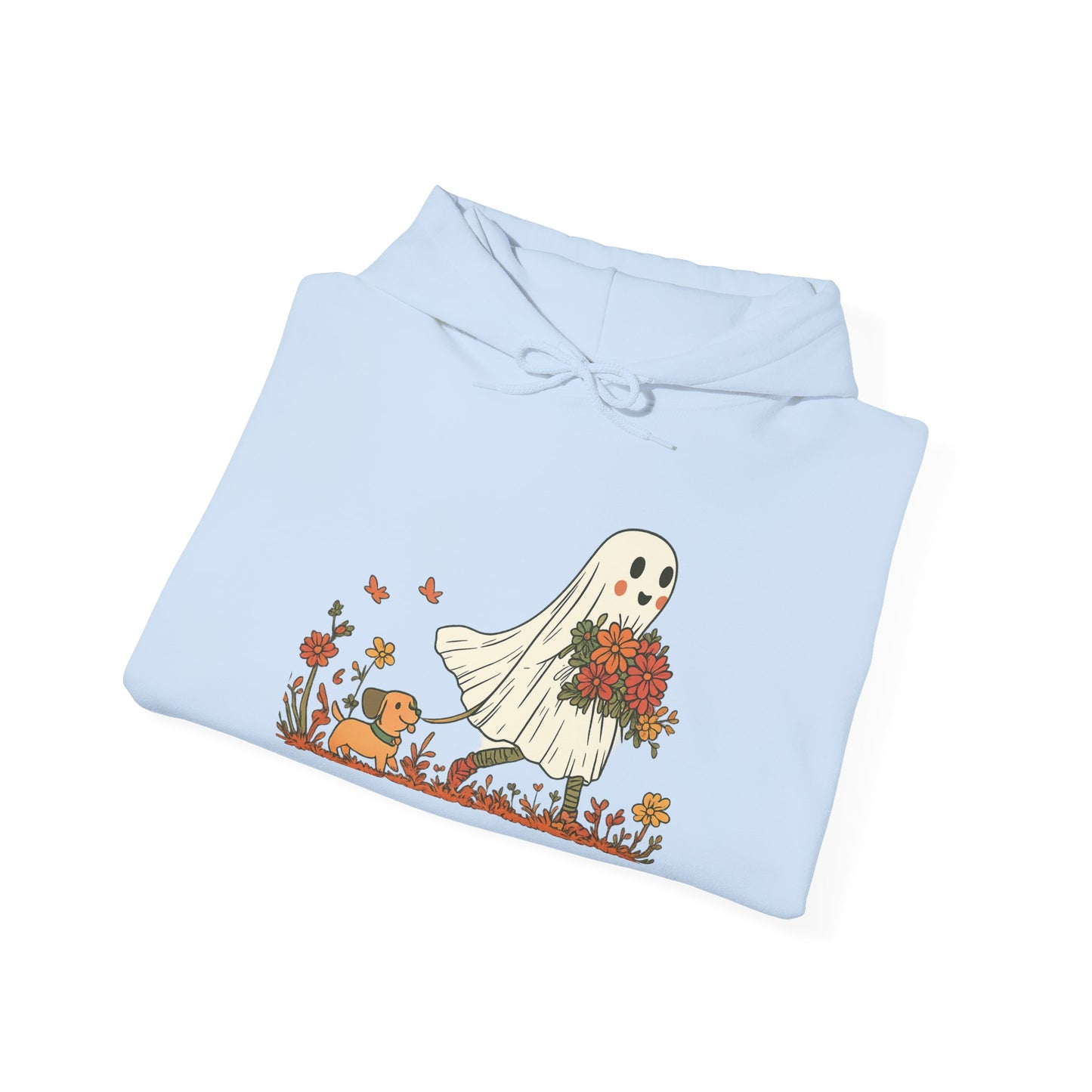 Ghostly Blooms Hoodie - Cozy Fall Fashion, Halloween Spirit, Gift for Friends, Trendy Hoodie, Autumn Style