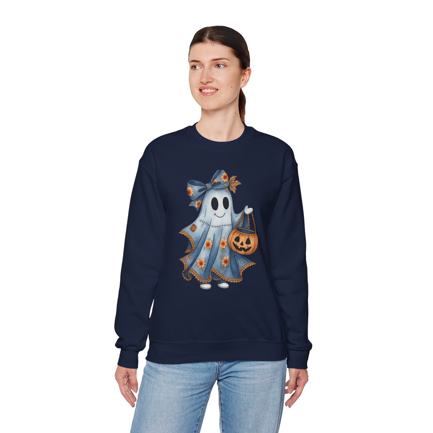 Cute Ghost Halloween Sweatshirt, Unisex Crewneck, Cozy Fall Apparel, Spooky Season Gift, Trick or Treat, Halloween Celebration