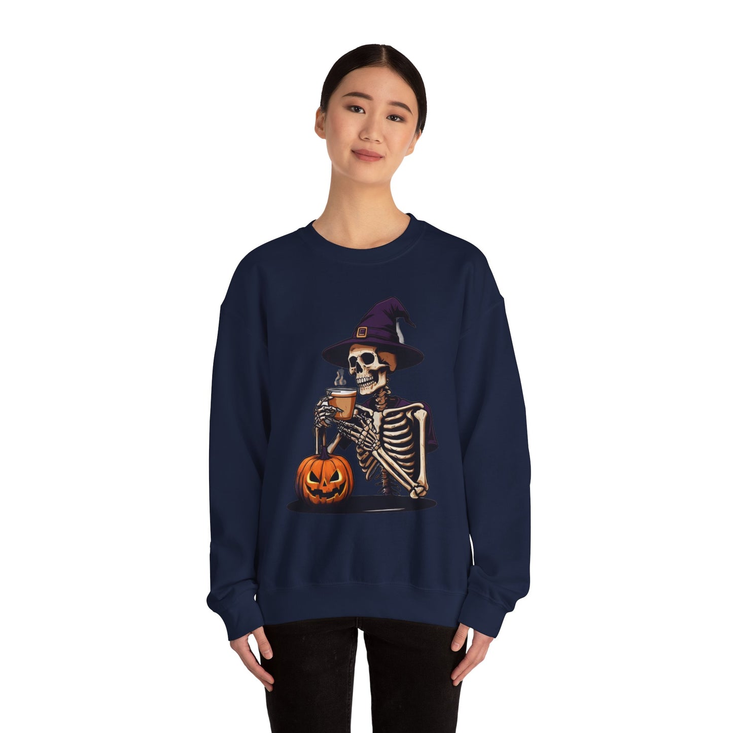 Spooky Skeleton Halloween Sweatshirt, Unisex Crewneck, Cozy Fall Fashion, Halloween Costume, Party Apparel, Ideal for Trick or Treat