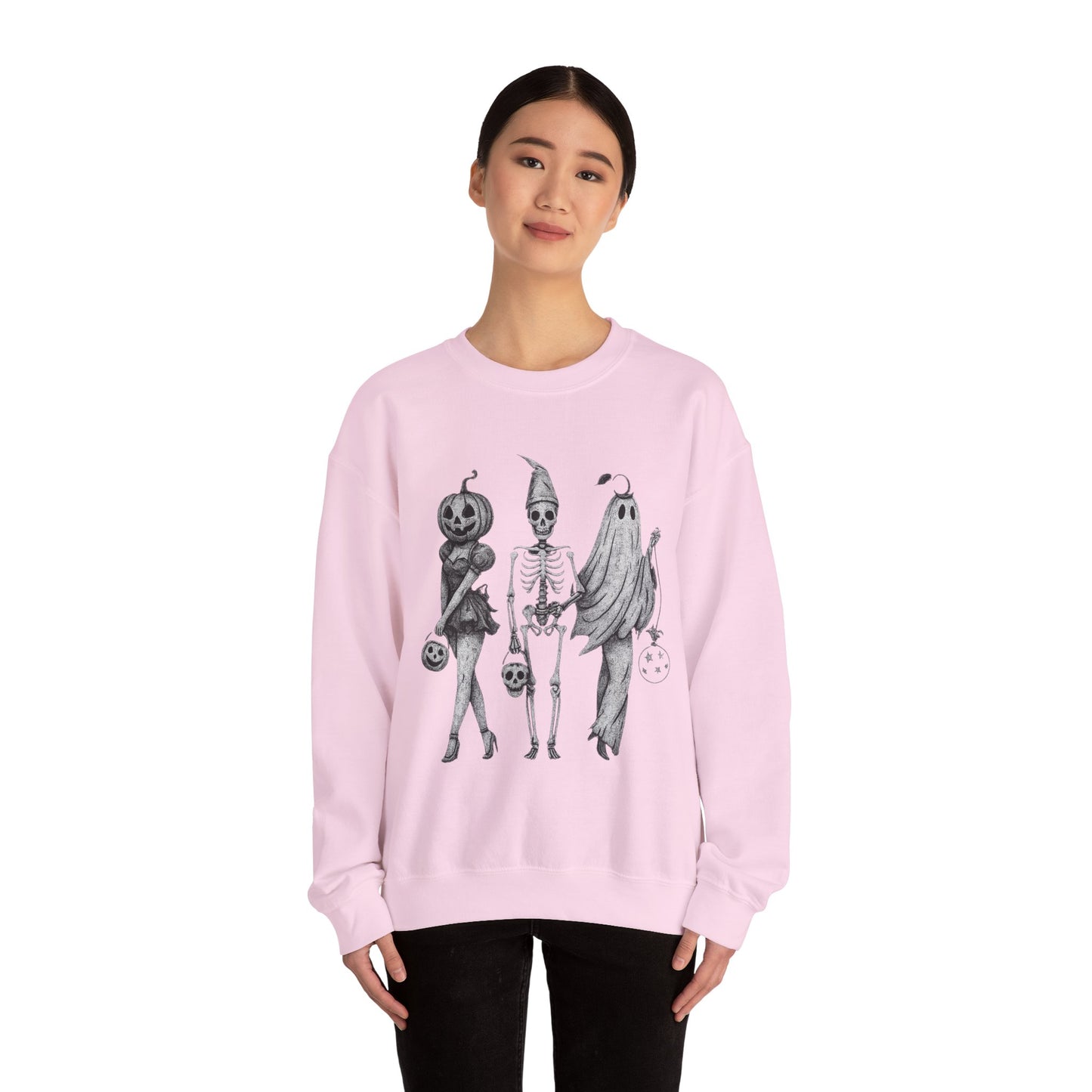 Halloween Sweatshirt with Ghosts and Ghouls Design