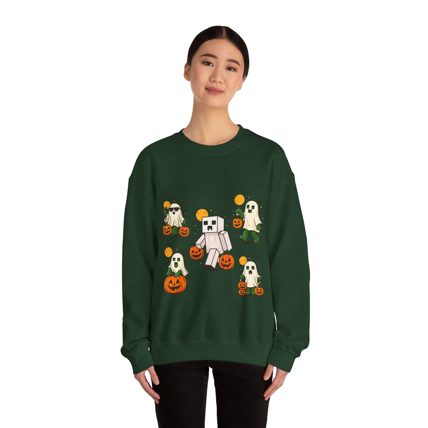 Halloween Ghost Cartoon Sweatshirt, Unisex Crewneck, Cozy Autumn Wear, Halloween Gifts, Spooky Season Apparel, Cute Sweatshirt