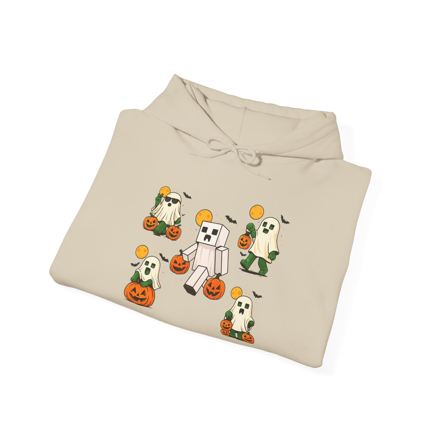Halloween Themed Unisex Hoodie, Cozy Fall Hoodie, Pumpkin Ghost Design, Autumn Apparel, Perfect for Trick-or-Treating