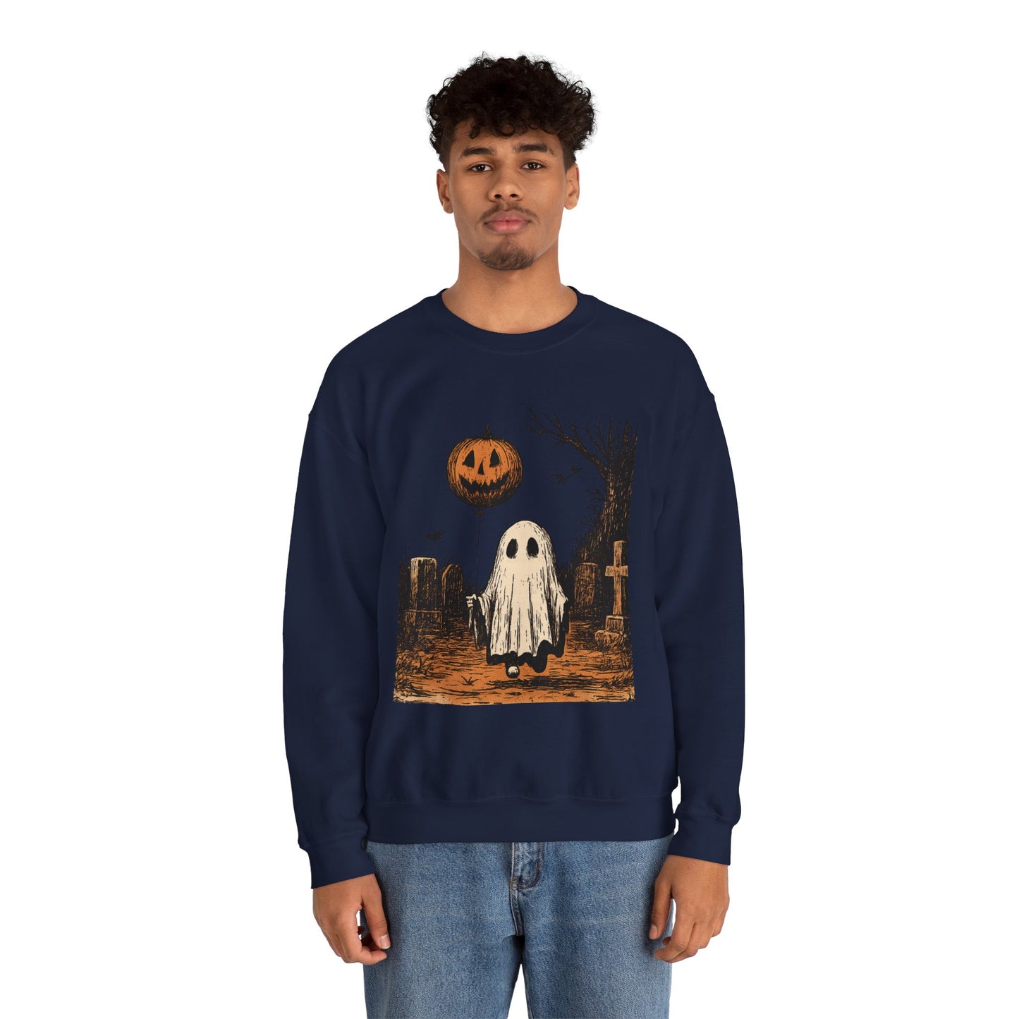 Halloween Ghost Crewneck Sweatshirt - Fall Fashion, Cozy Sweater, Spooky Style, Halloween Decor, Unique Gift