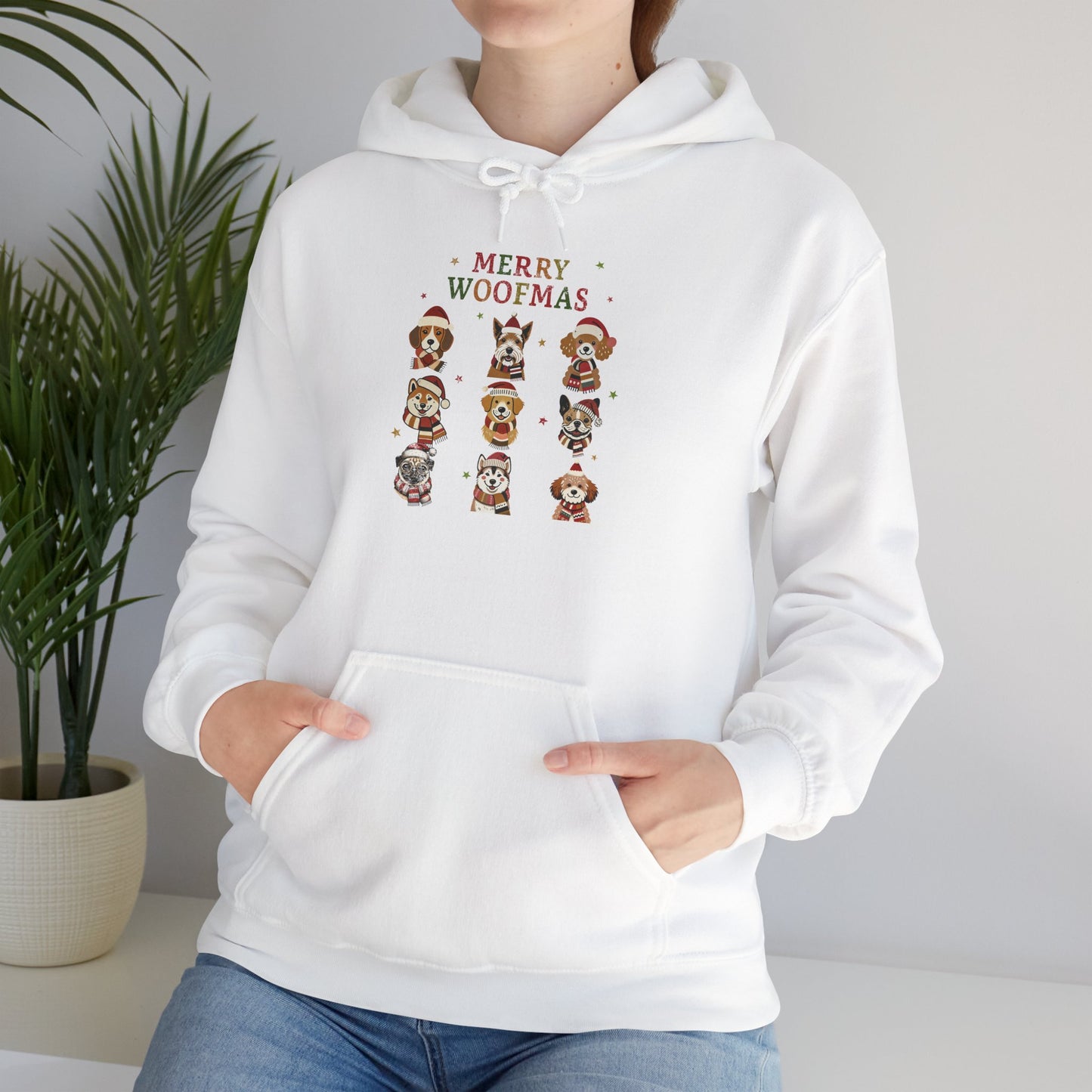 Merry Woofmas Hoodie, Cozy Dog Lover Hoodie, Gift for Pet Owners, Cute Holiday Apparel, Festive Furry Friends Clothing
