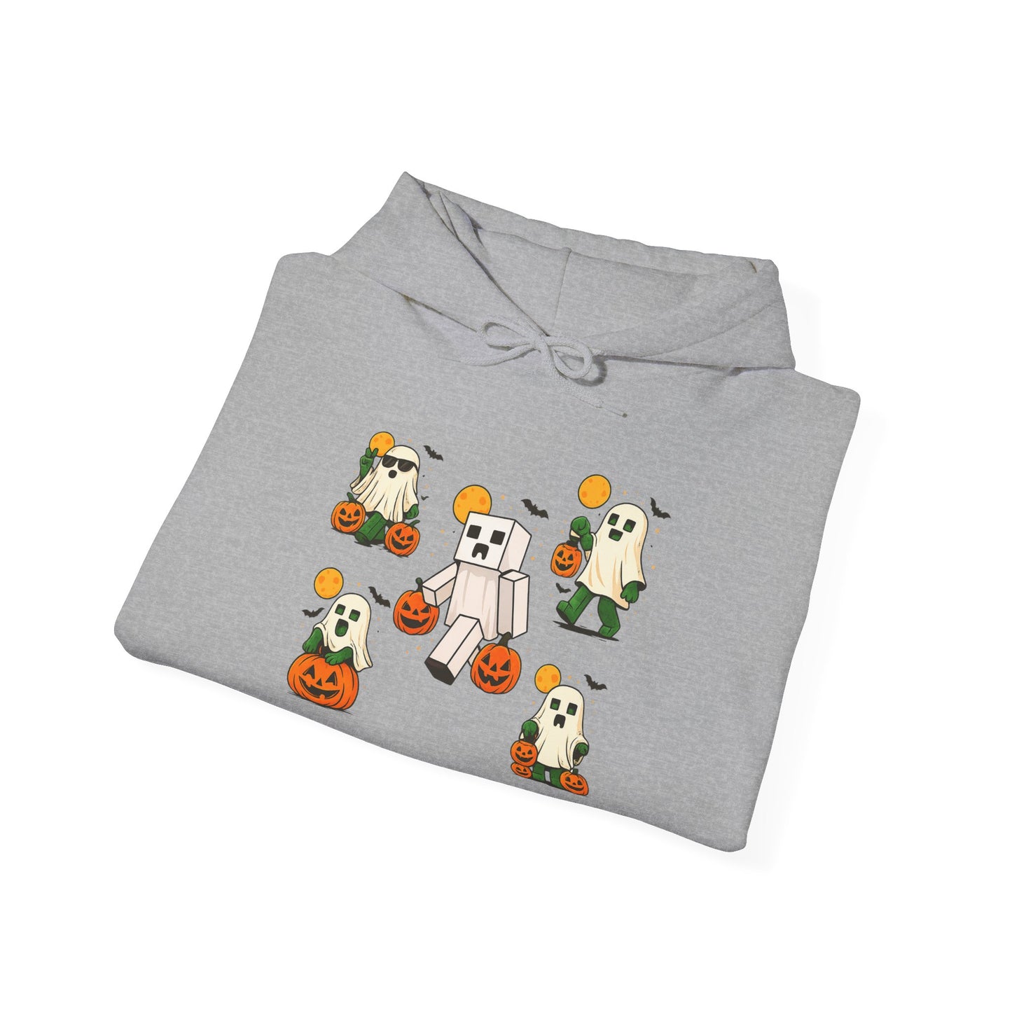 Halloween Themed Unisex Hoodie, Cozy Fall Hoodie, Pumpkin Ghost Design, Autumn Apparel, Perfect for Trick-or-Treating
