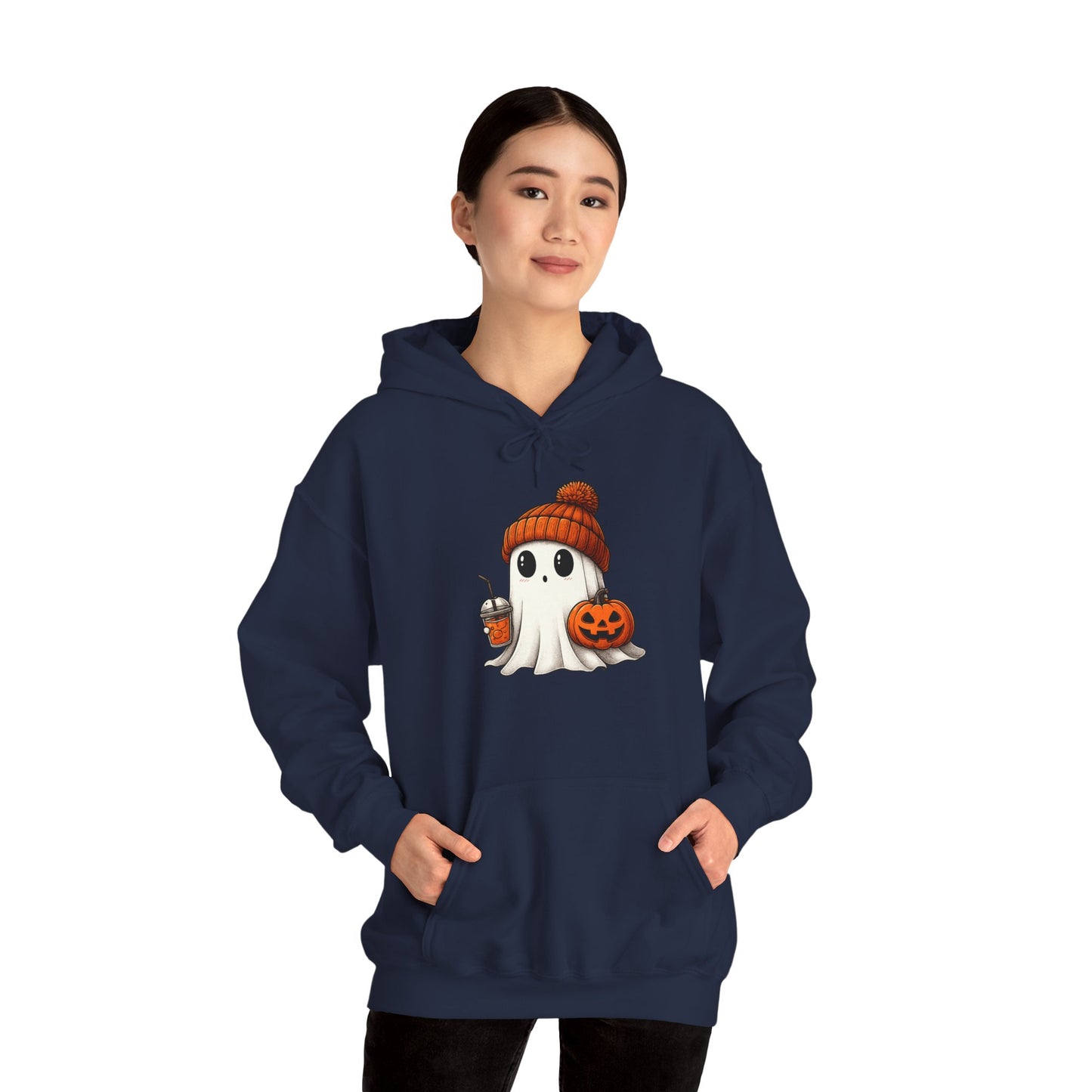 Halloween Ghost Hoodie, Unisex Halloween Apparel, Cute Pumpkin Design, Halloween Party Outfit