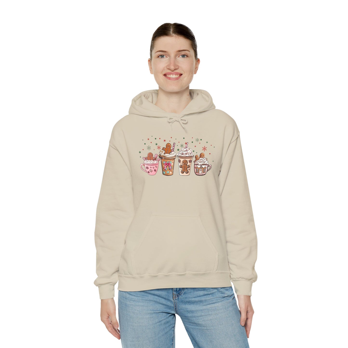 Gingerbread Coffee Holiday Hoodie - Cozy Xmas Sweatshirt, Cute Winter Gift, Christmas Apparel, Festive Layering Pullover