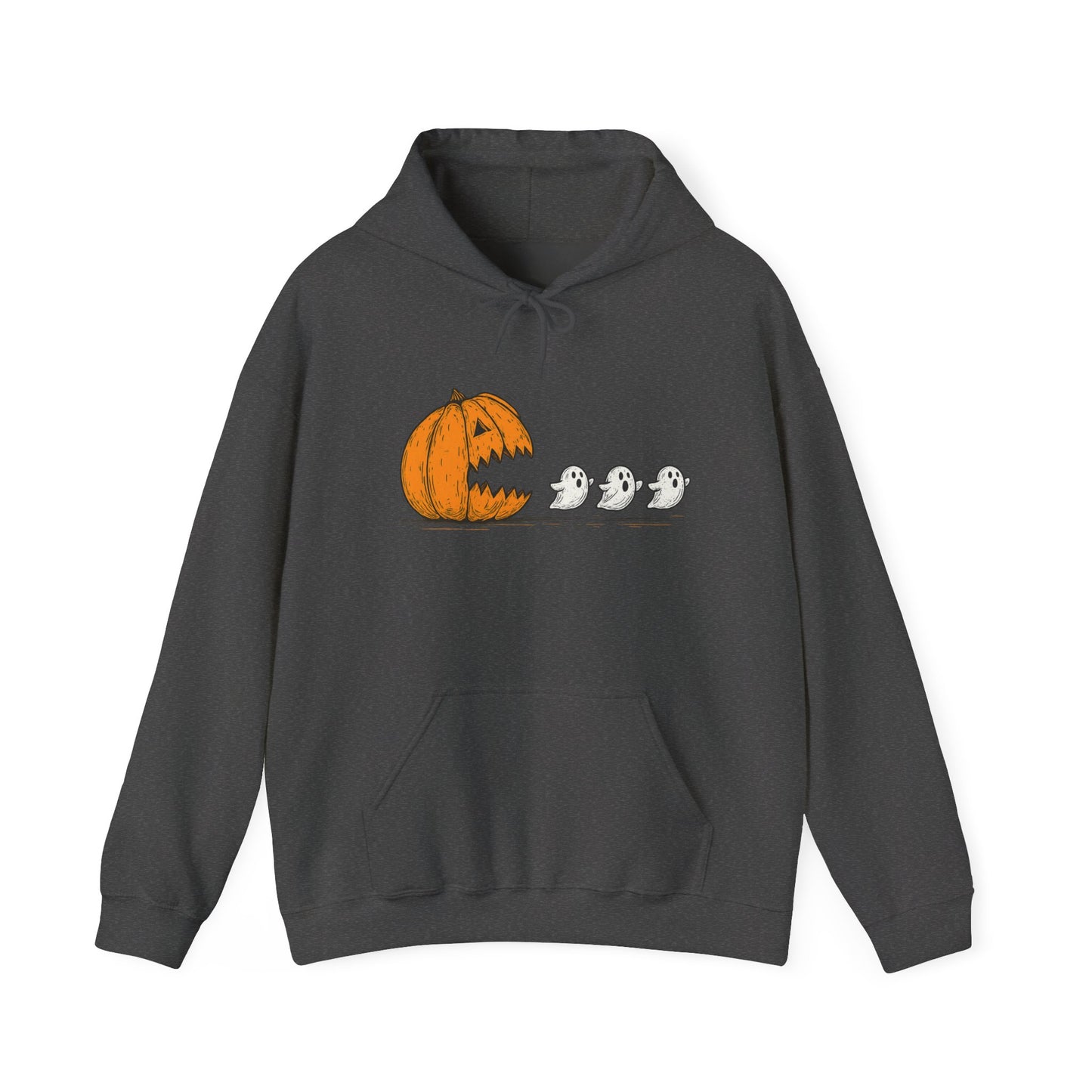 Spooky Ghosts & Pumpkin Hoodie - Unisex Heavy Blend Hoodie, Halloween Apparel, Cozy Fall Layer, Ghost Lovers Gift, Autumn Style