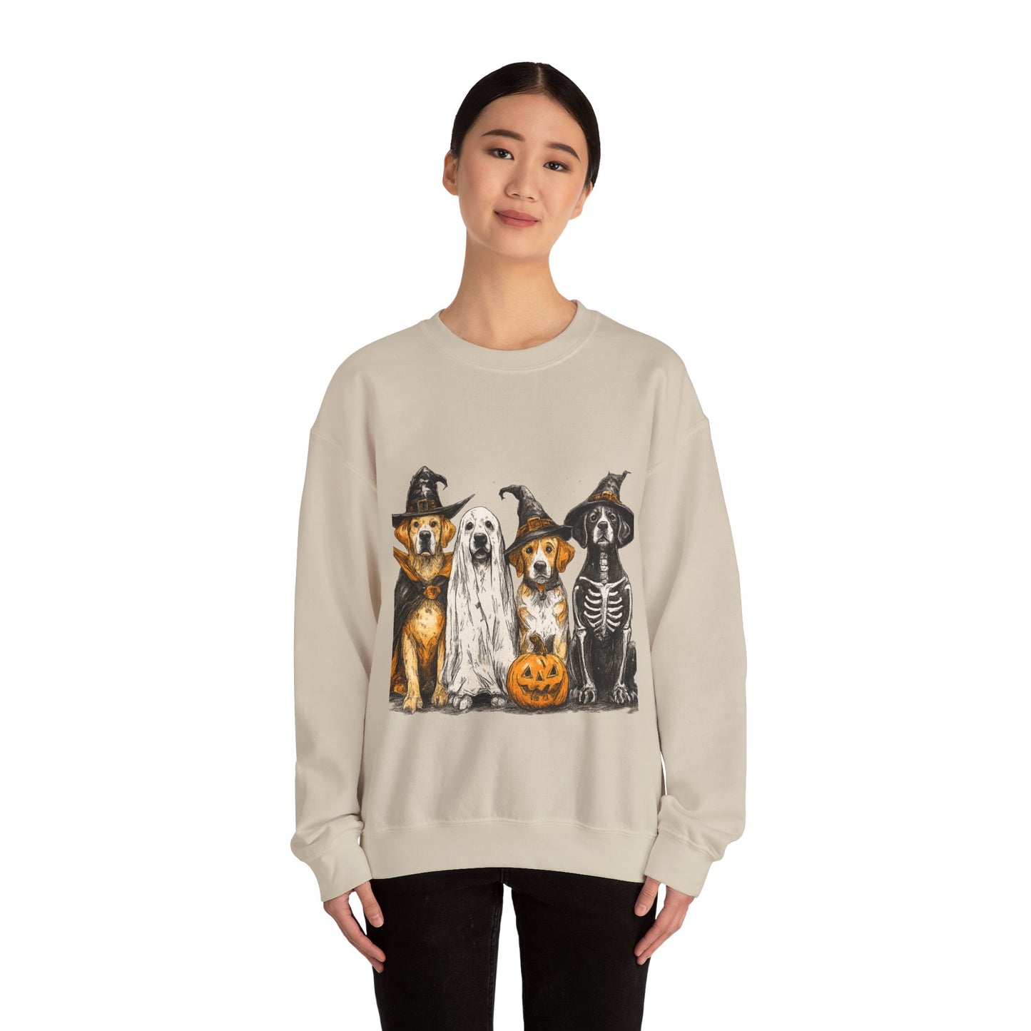 Halloween Dog-Themed Sweatshirt, Cozy Fall Apparel, Unisex Crewneck, Pet Lover Gift, Spooky Season Fashion