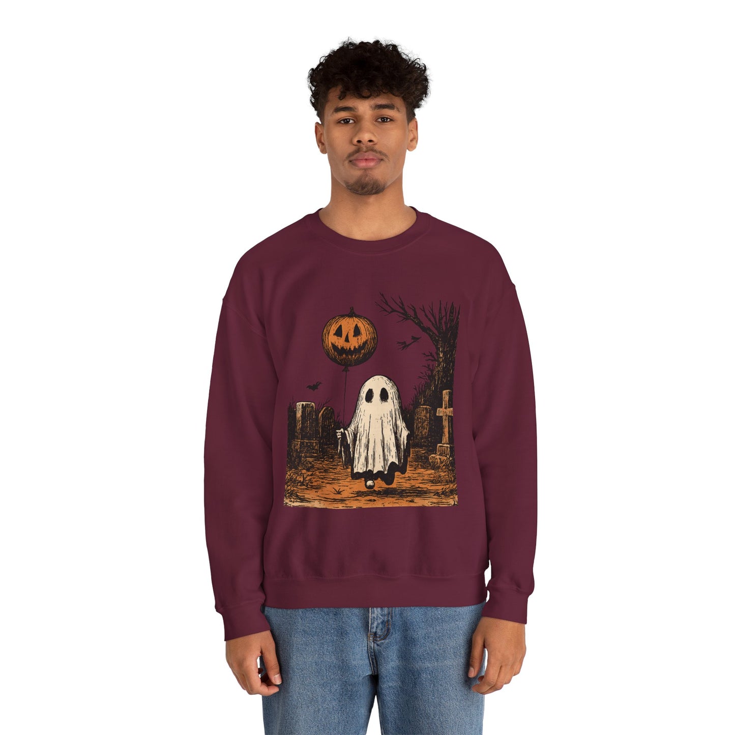 Halloween Ghost Crewneck Sweatshirt - Fall Fashion, Cozy Sweater, Spooky Style, Halloween Decor, Unique Gift