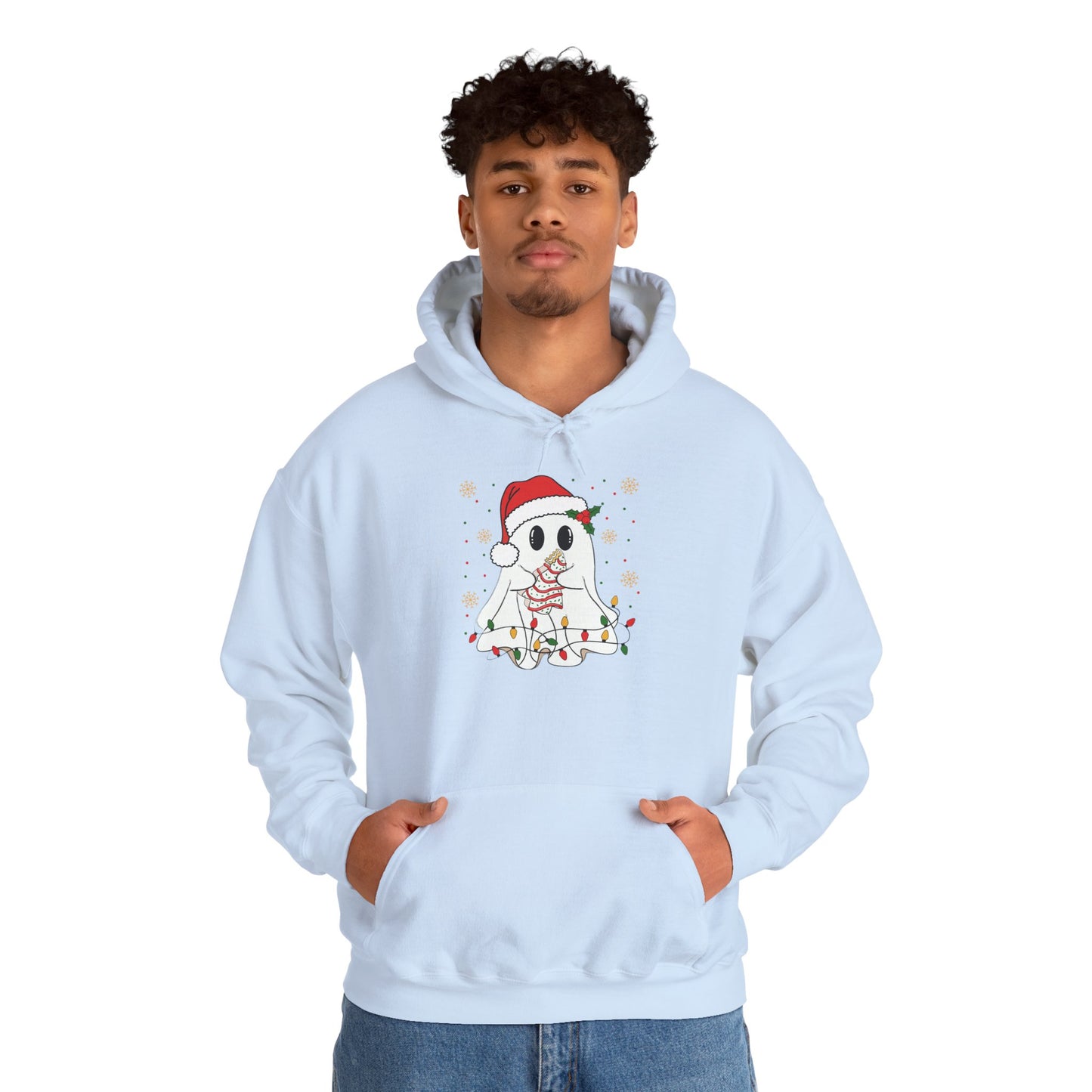 Santa Ghost Christmas Hoodie, Unisex Holiday Hoodie, Cute Winter Apparel, Cozy Gift for Ghost Lovers, Funny Xmas Clothing